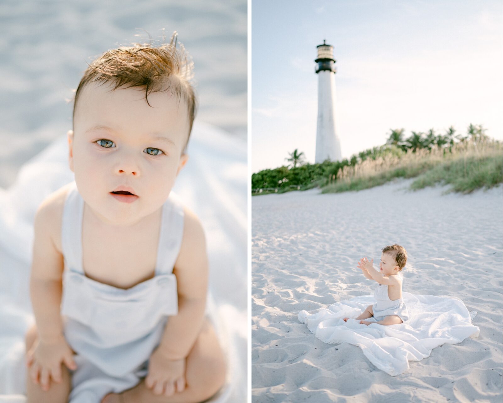 Baby boy at the lighthouse in Key Biscayne by Miami children photographer