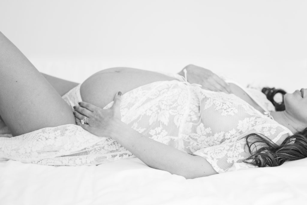 Elegant and intimate maternity session done in-home in Miami, FL