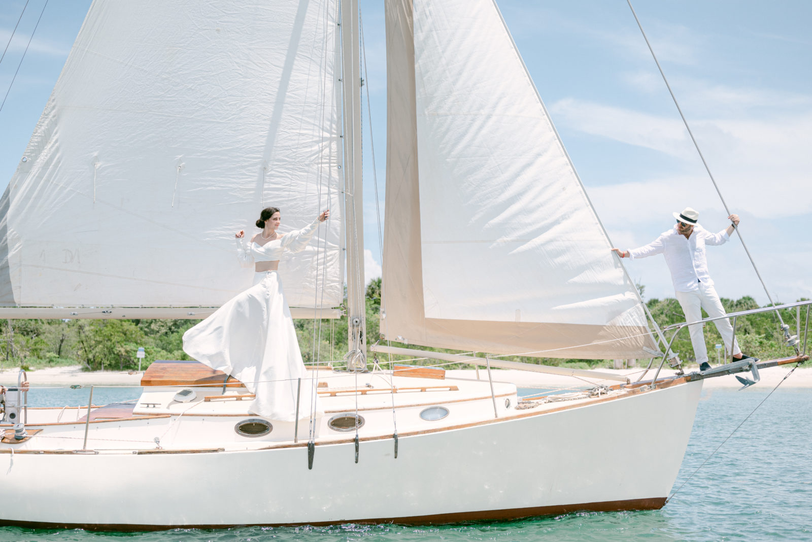 Bridal styled shoot on a sailboat in West Palm Beach, Florida