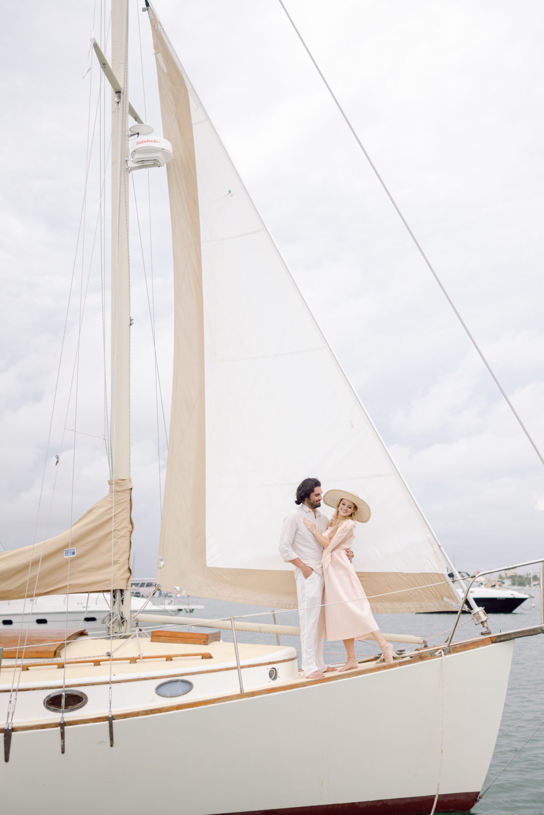Couple on a sailboat in West Palm Beach
