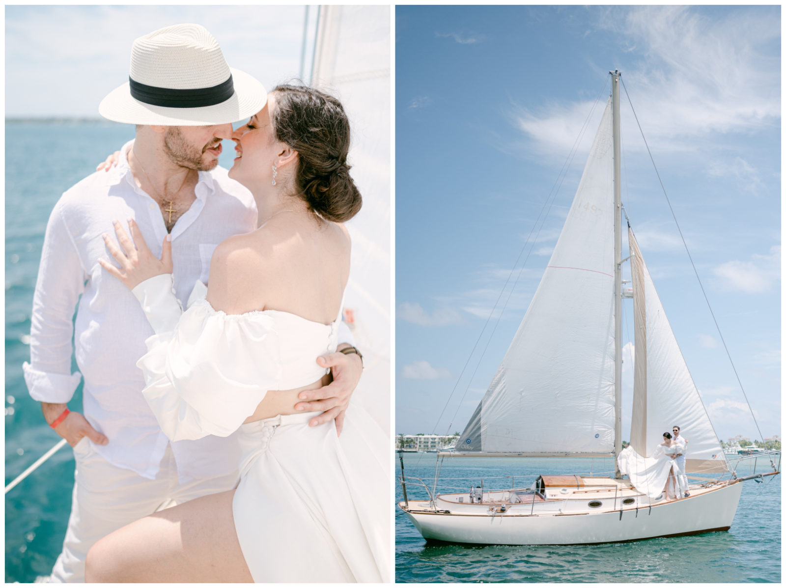 Southern wedding styled shoot on a sailboat in South Florida