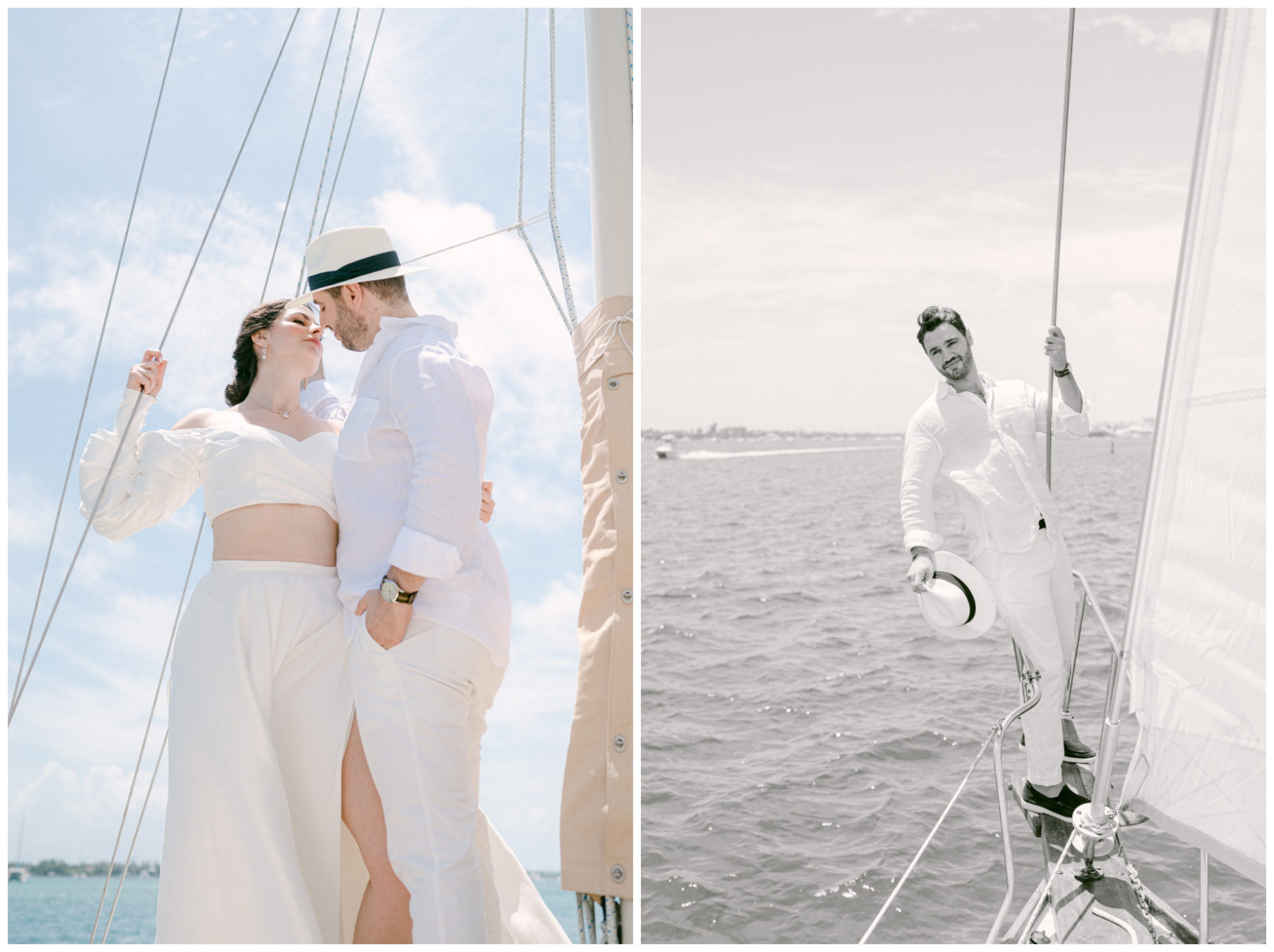 Couple getting married on a sailboat in South Florida