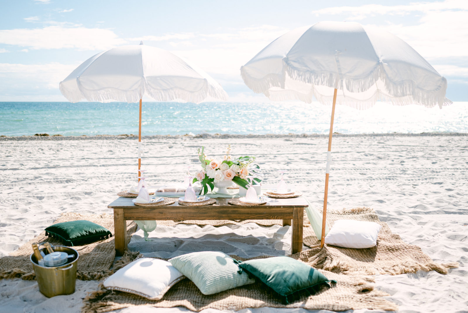 Beach Picnic for an Elopement in Miami 