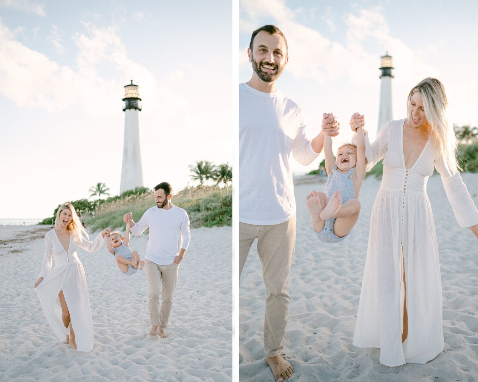 Family Photos with a toddler at the lighthouse beach in Key Biscayne