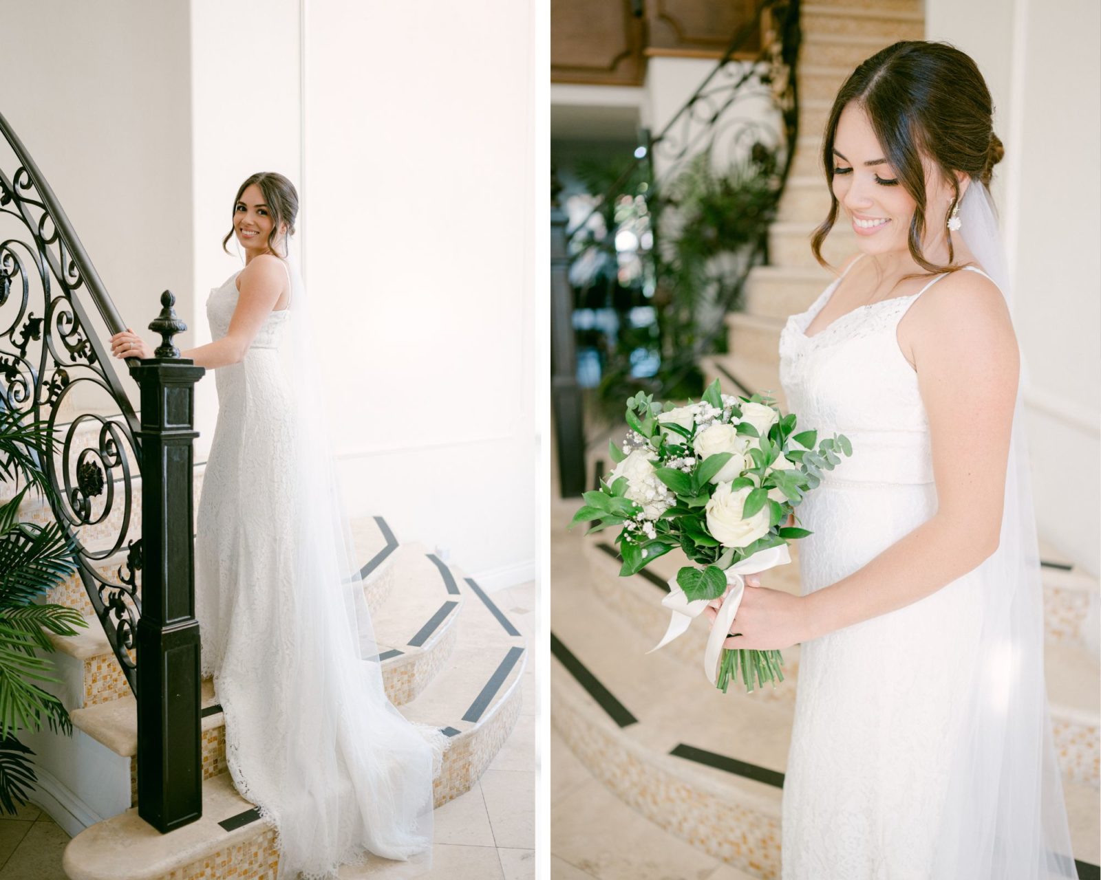 Bridal portrait in staircase