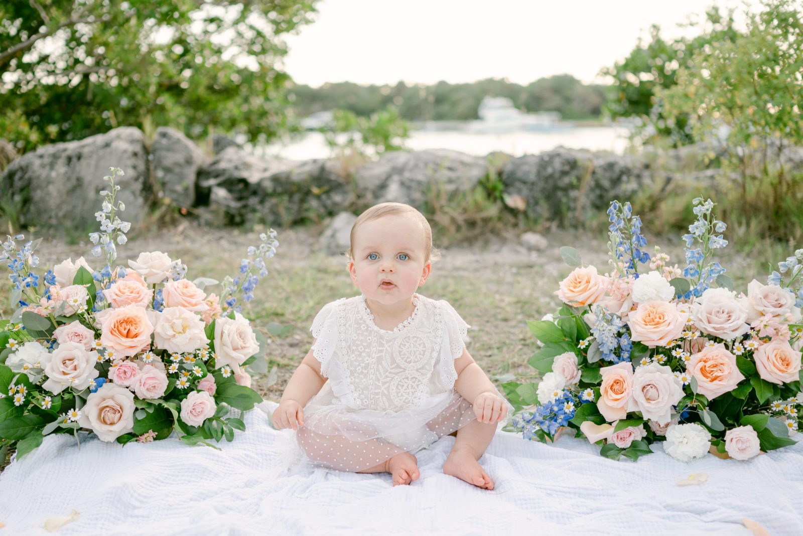 Baby and flowers