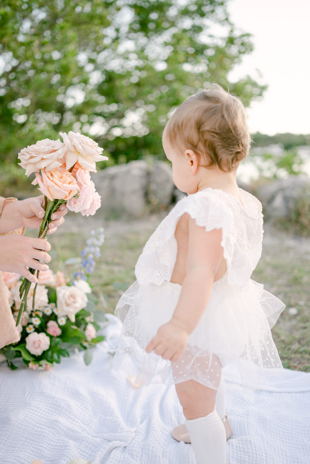 Baby photo shoot with flowers