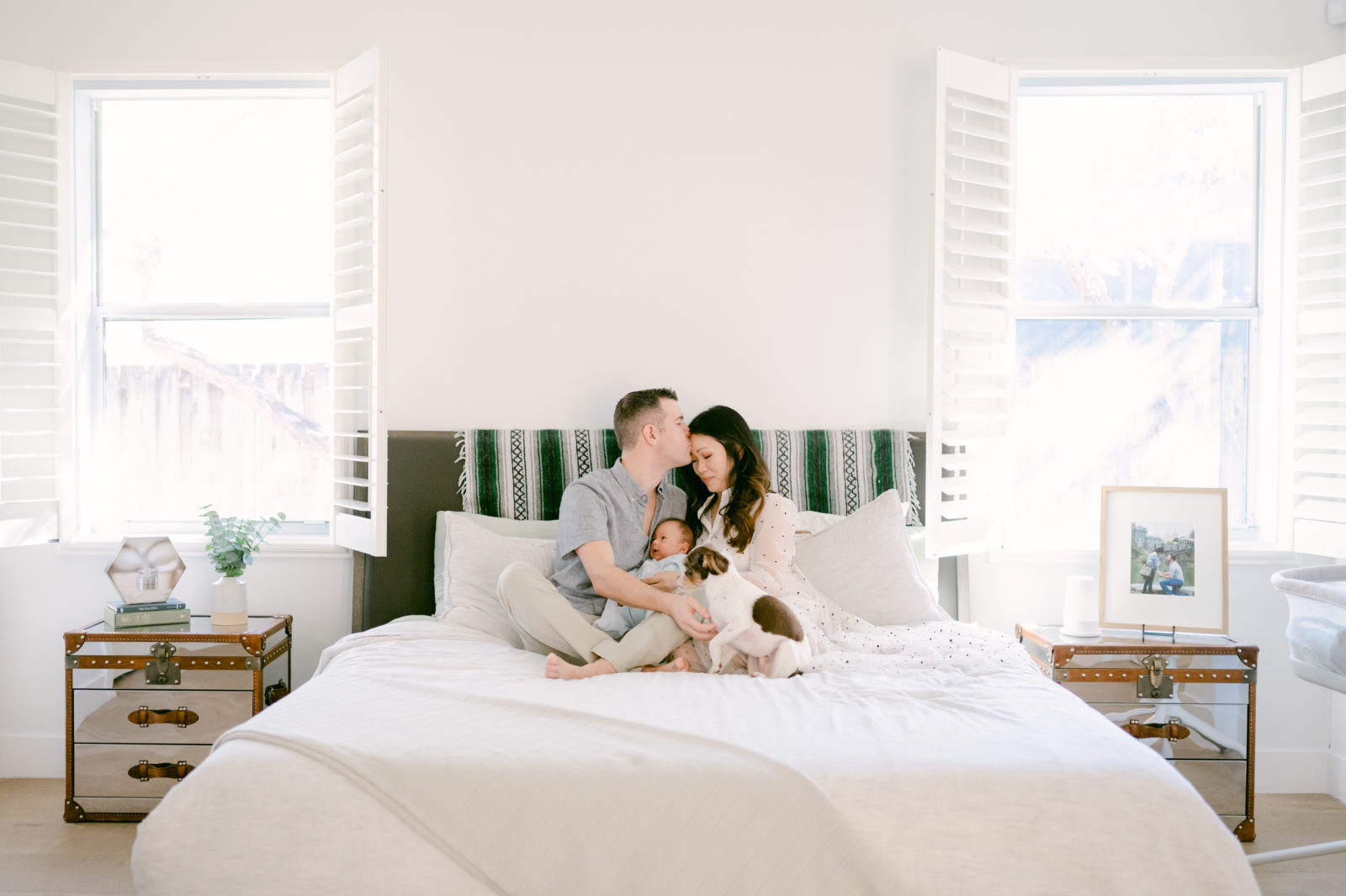 Family photo on the bed during newborn session