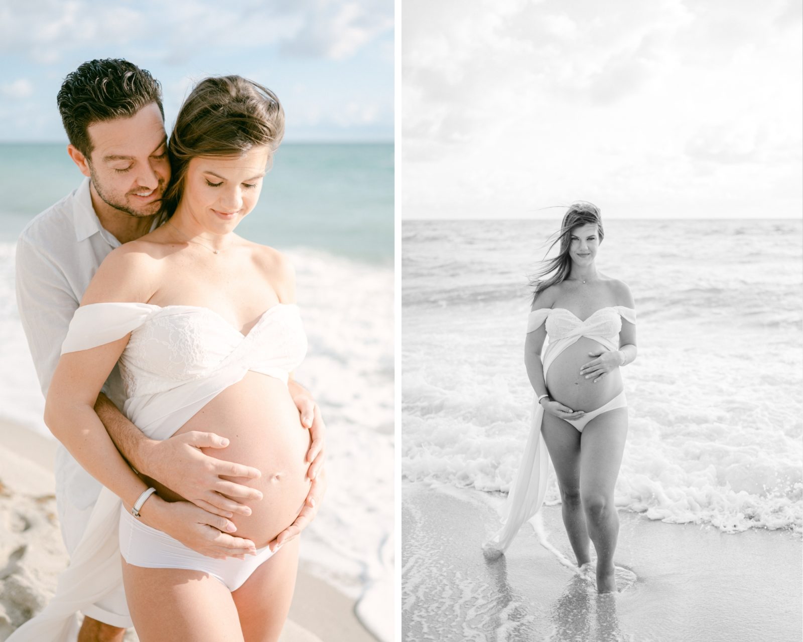 Pregnant couple taking maternity photos in Bal Harbour