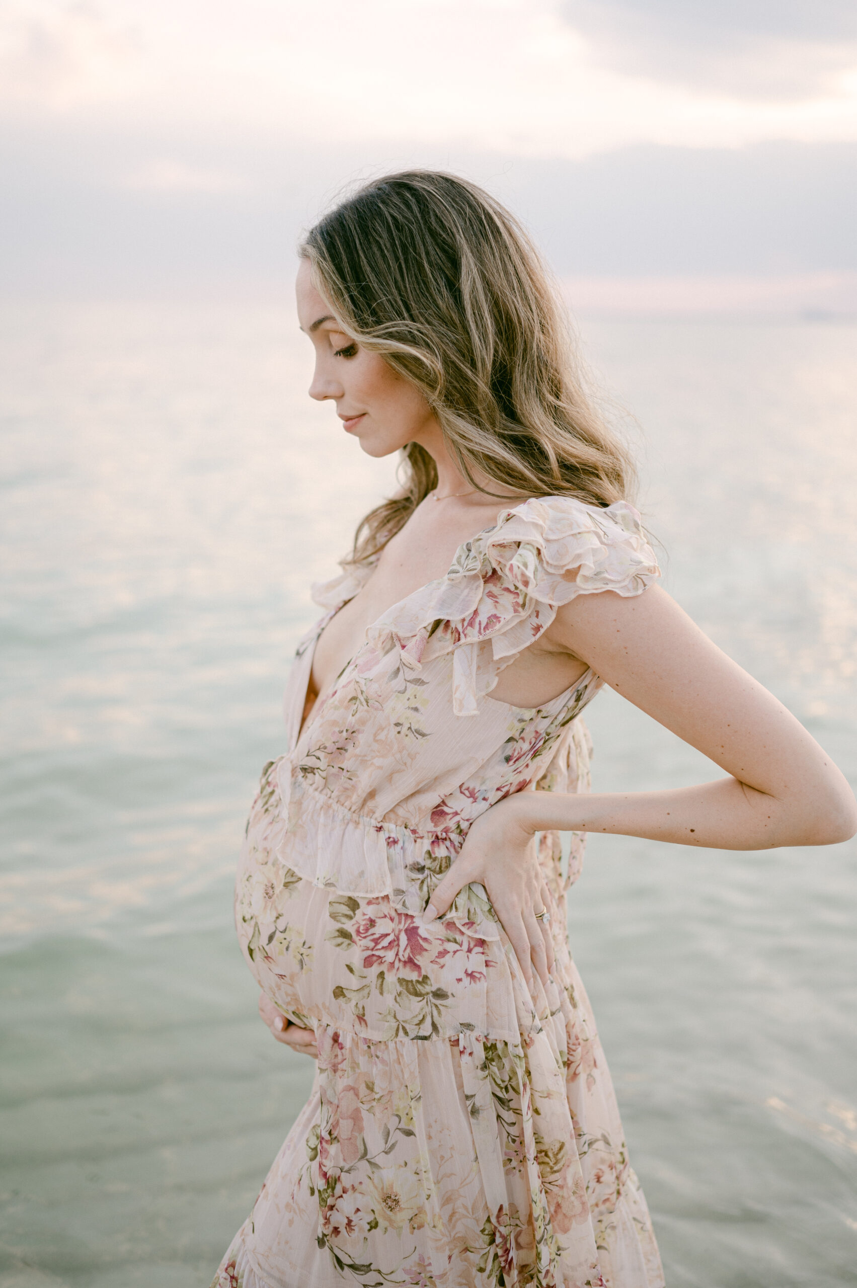 Sunset maternity session on the beach in Miami