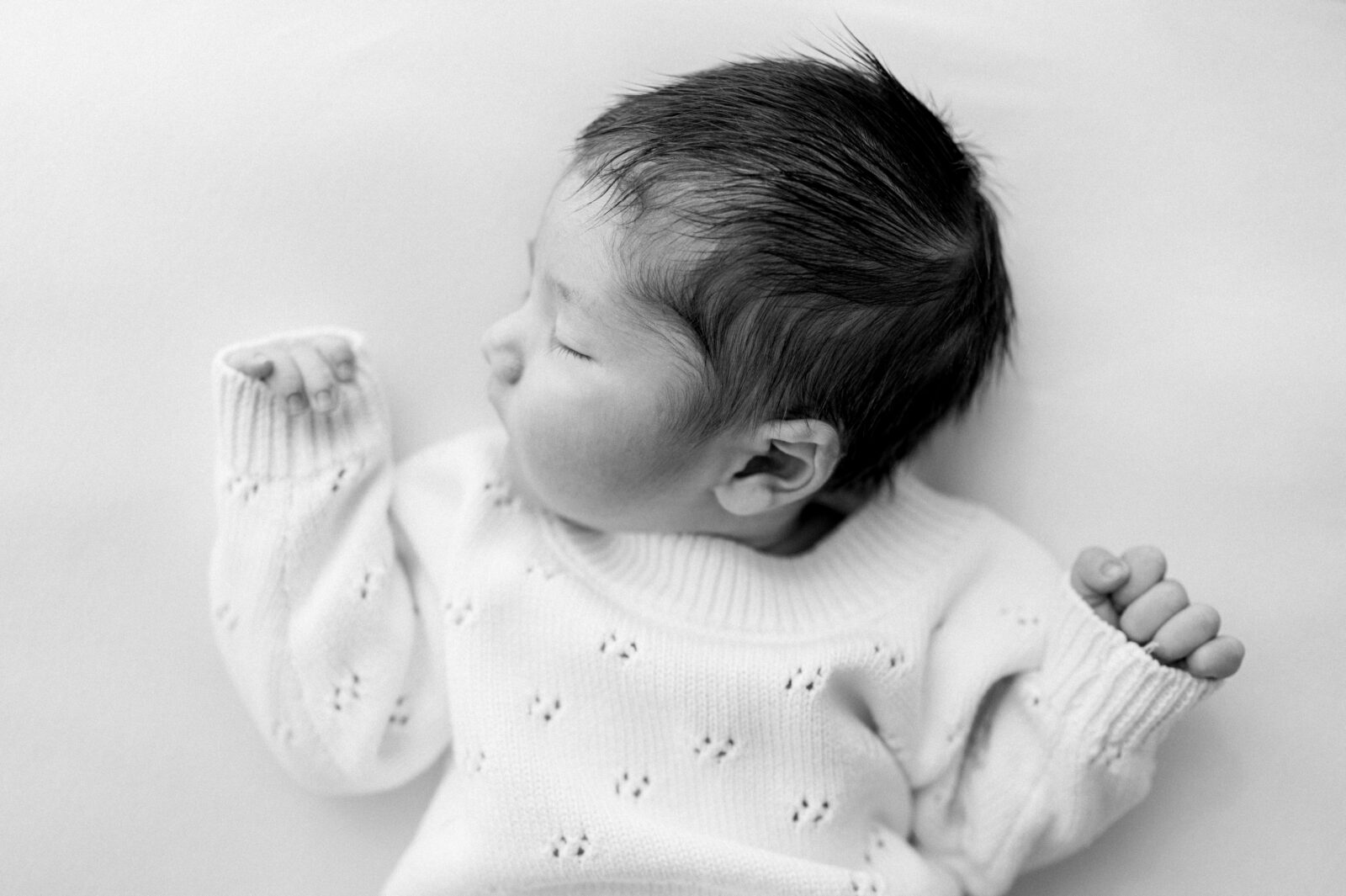 Black and white baby portrait from a Miami newborn photographer