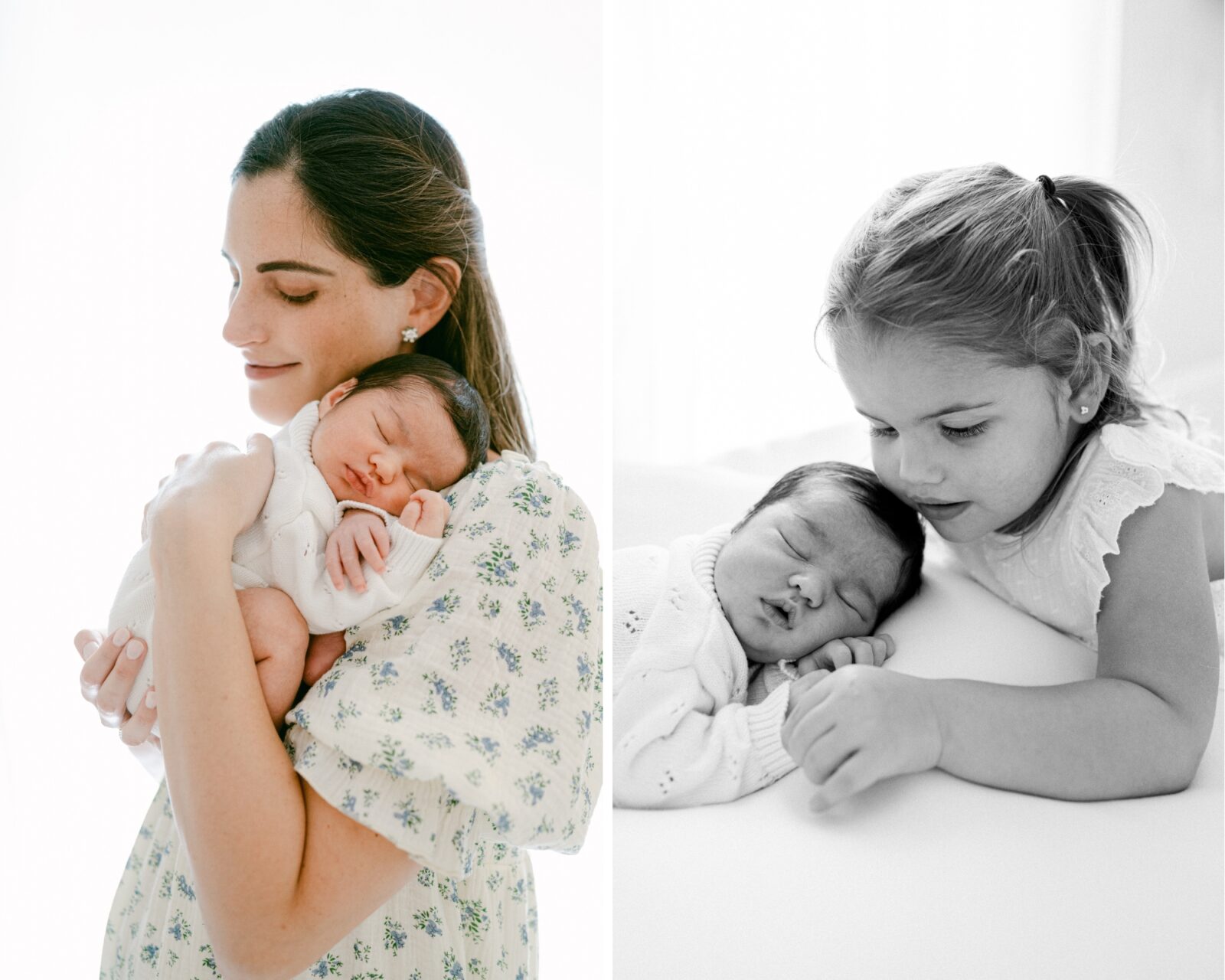 Mom and her two kids, a little girl and her newborn baby by Miami Photographer
