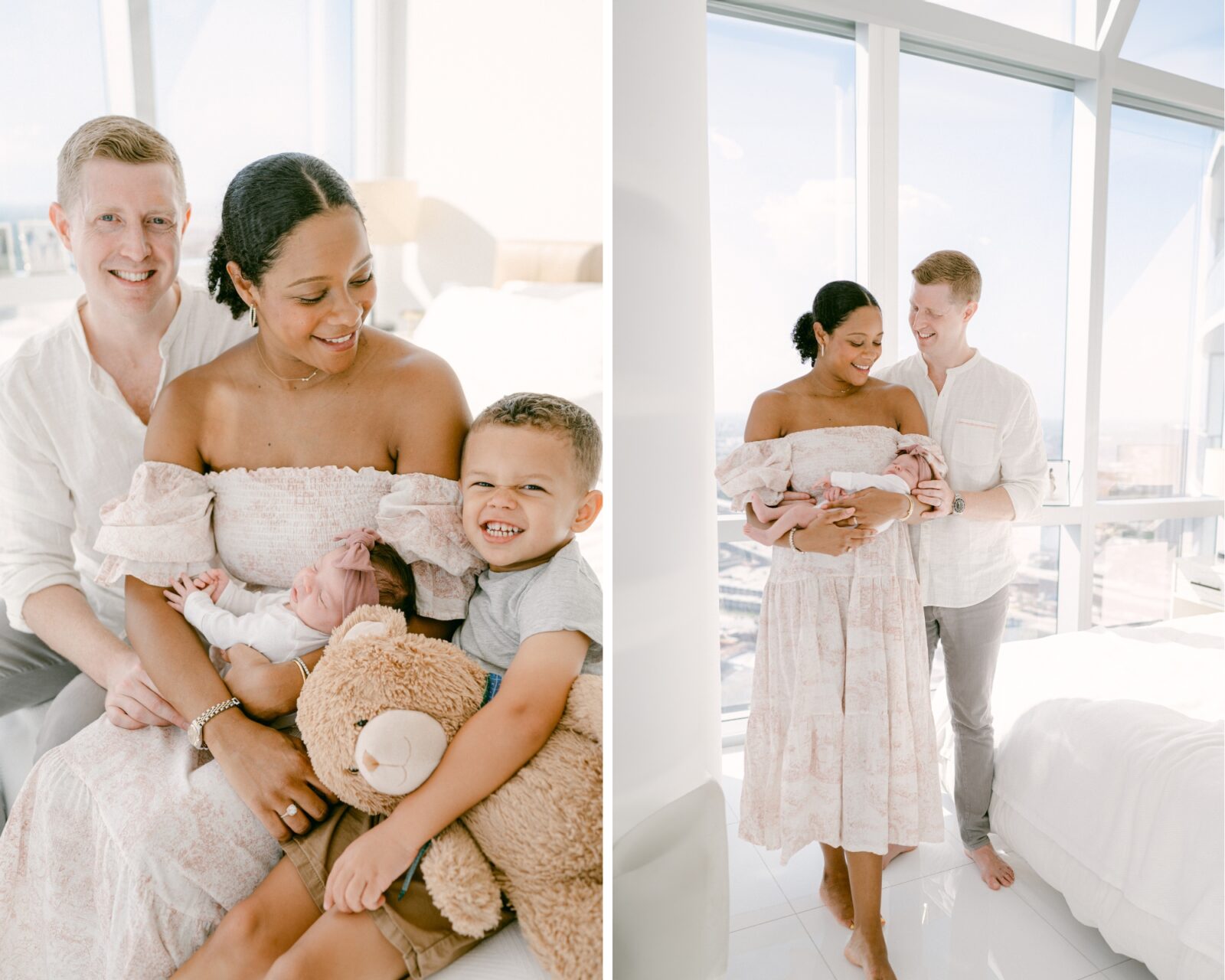 Beautiful family in Downtown Miami during their Luxury newborn photoshoot