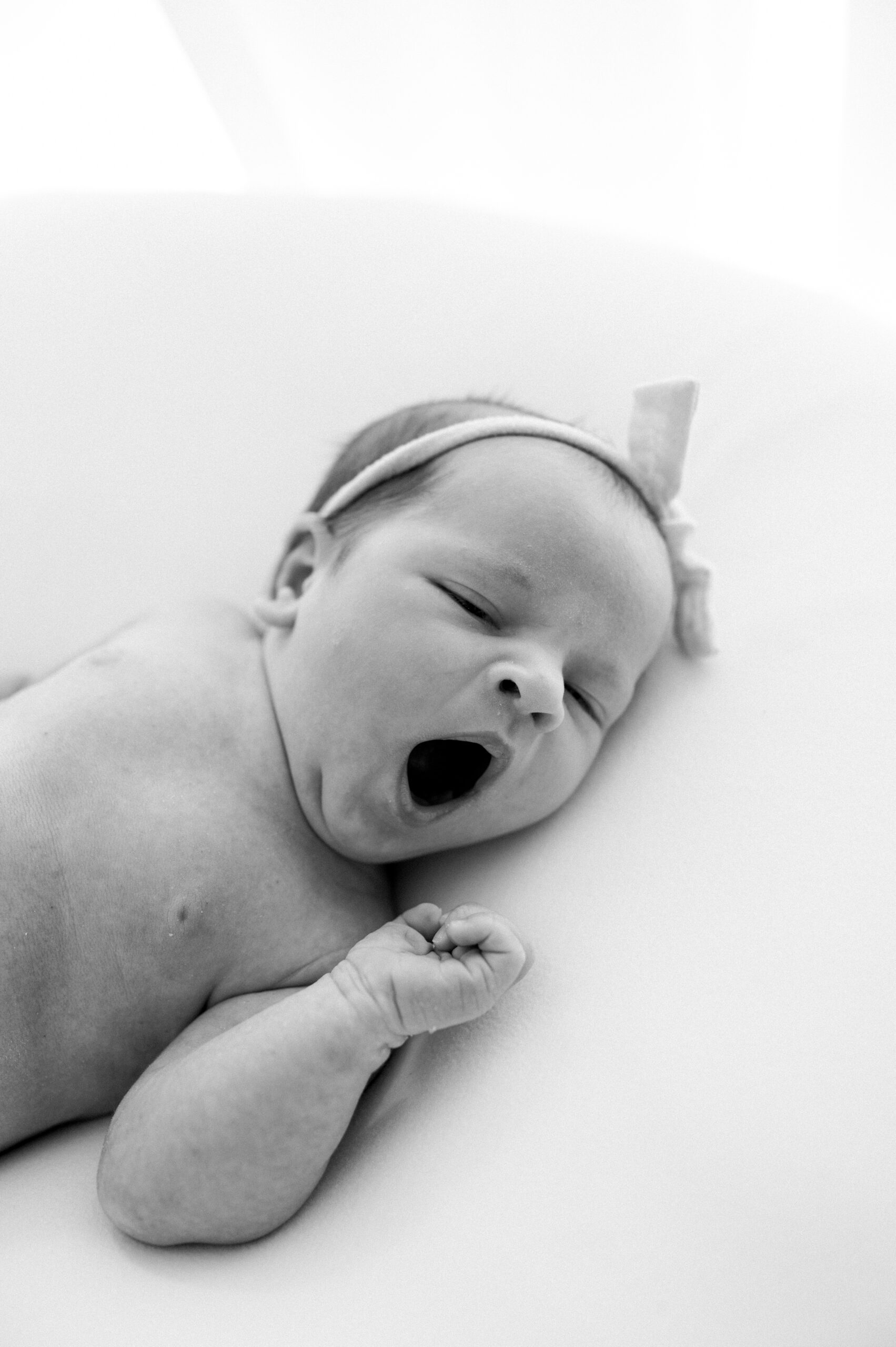 Newborn yawning during Fort Lauderdale photoshoot