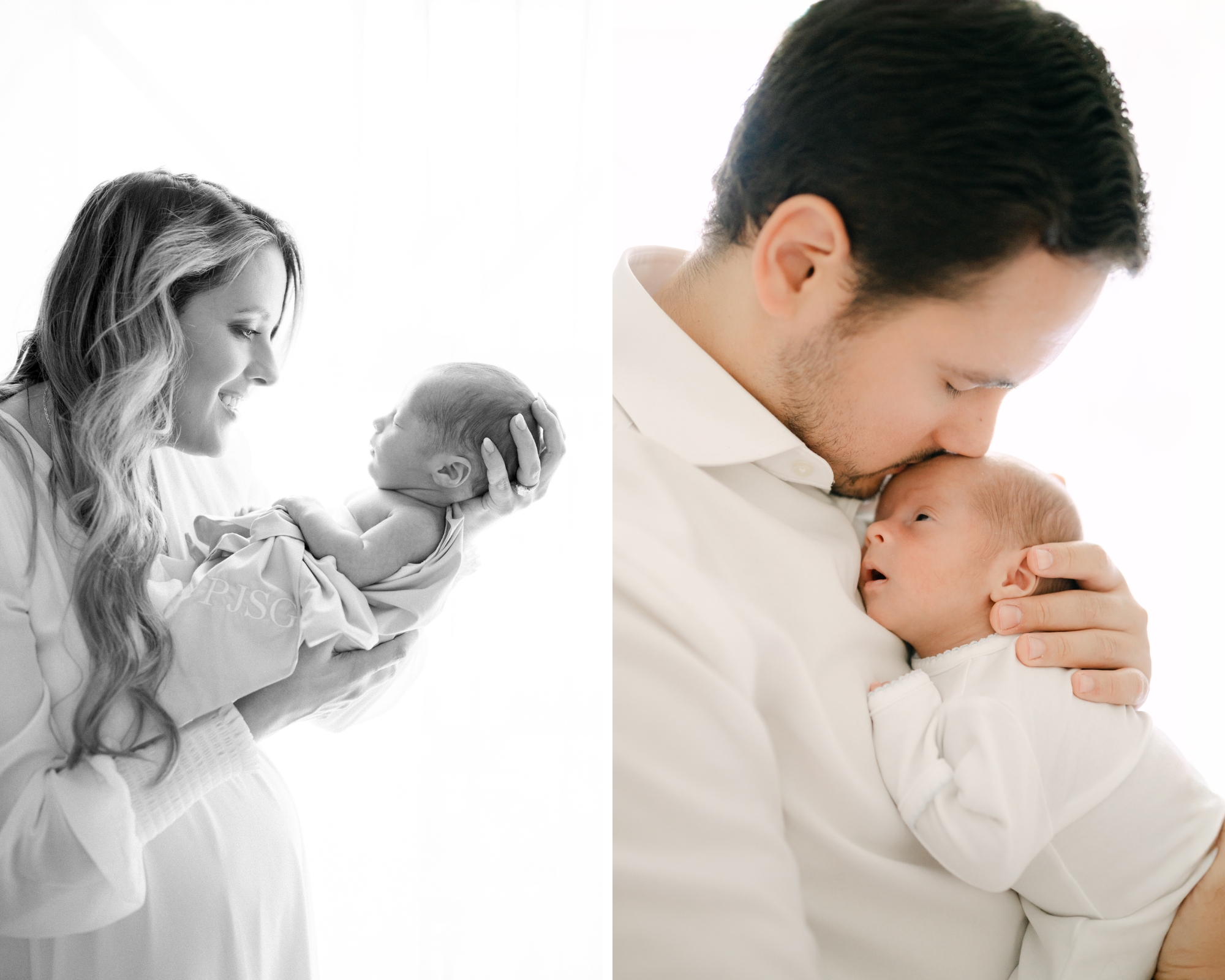 Parents with each baby Miami newborn photos