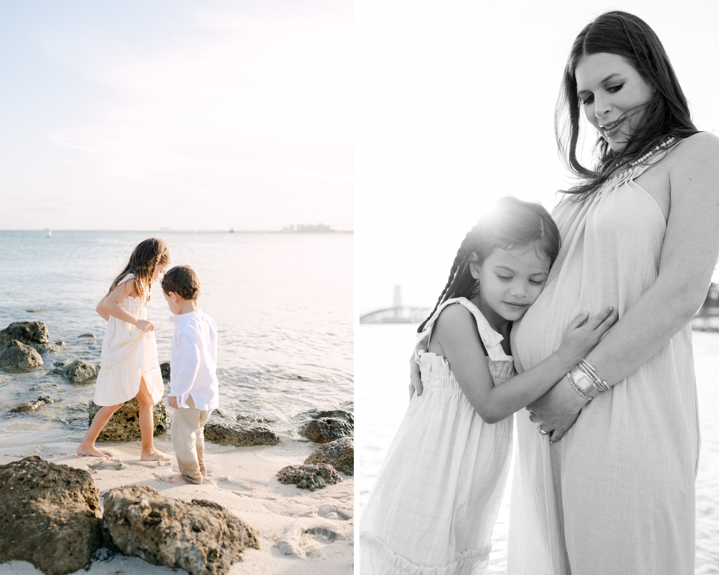 Miami Maternity Beach Photos with Siblings