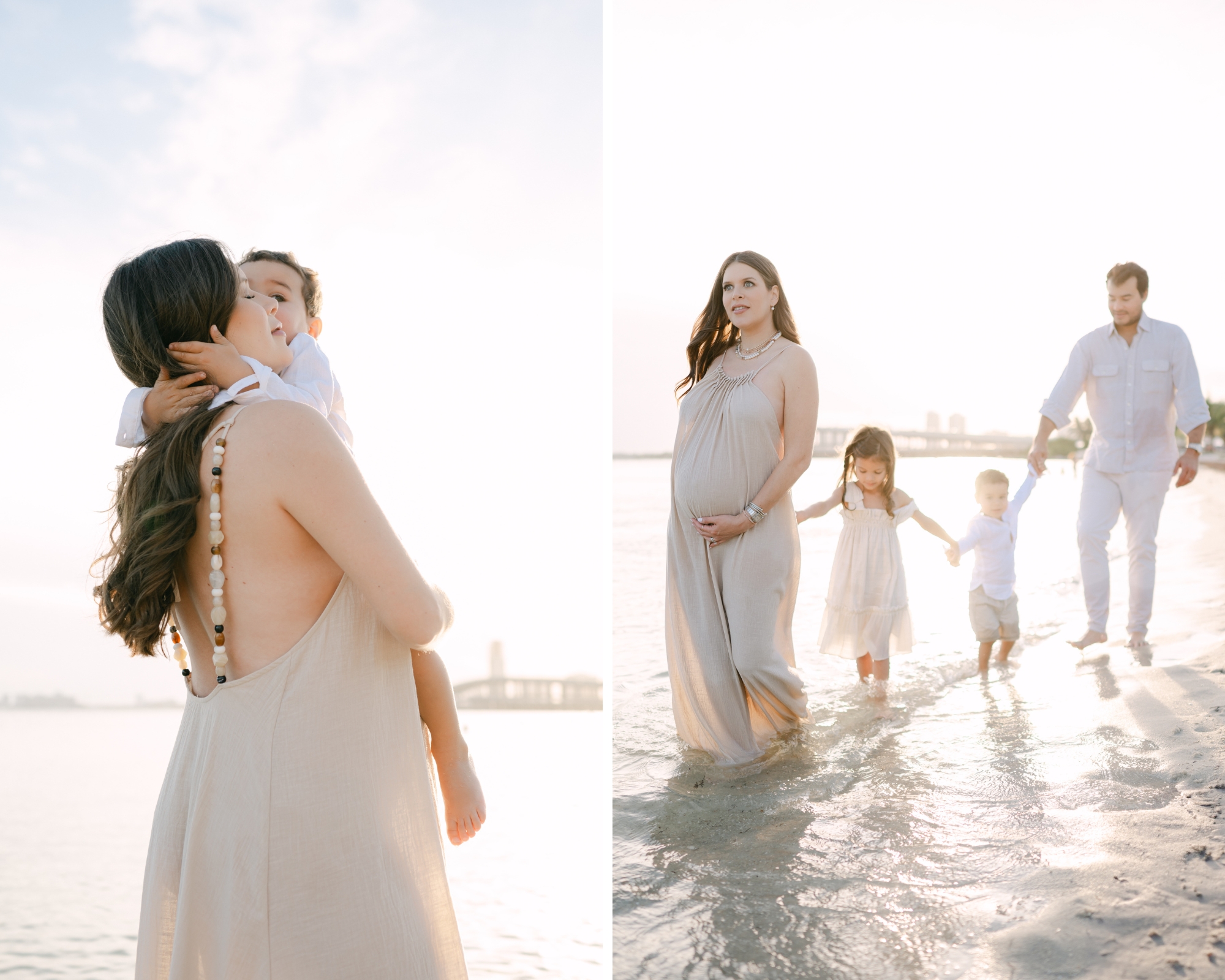 Miami Maternity Beach Photos with Siblings