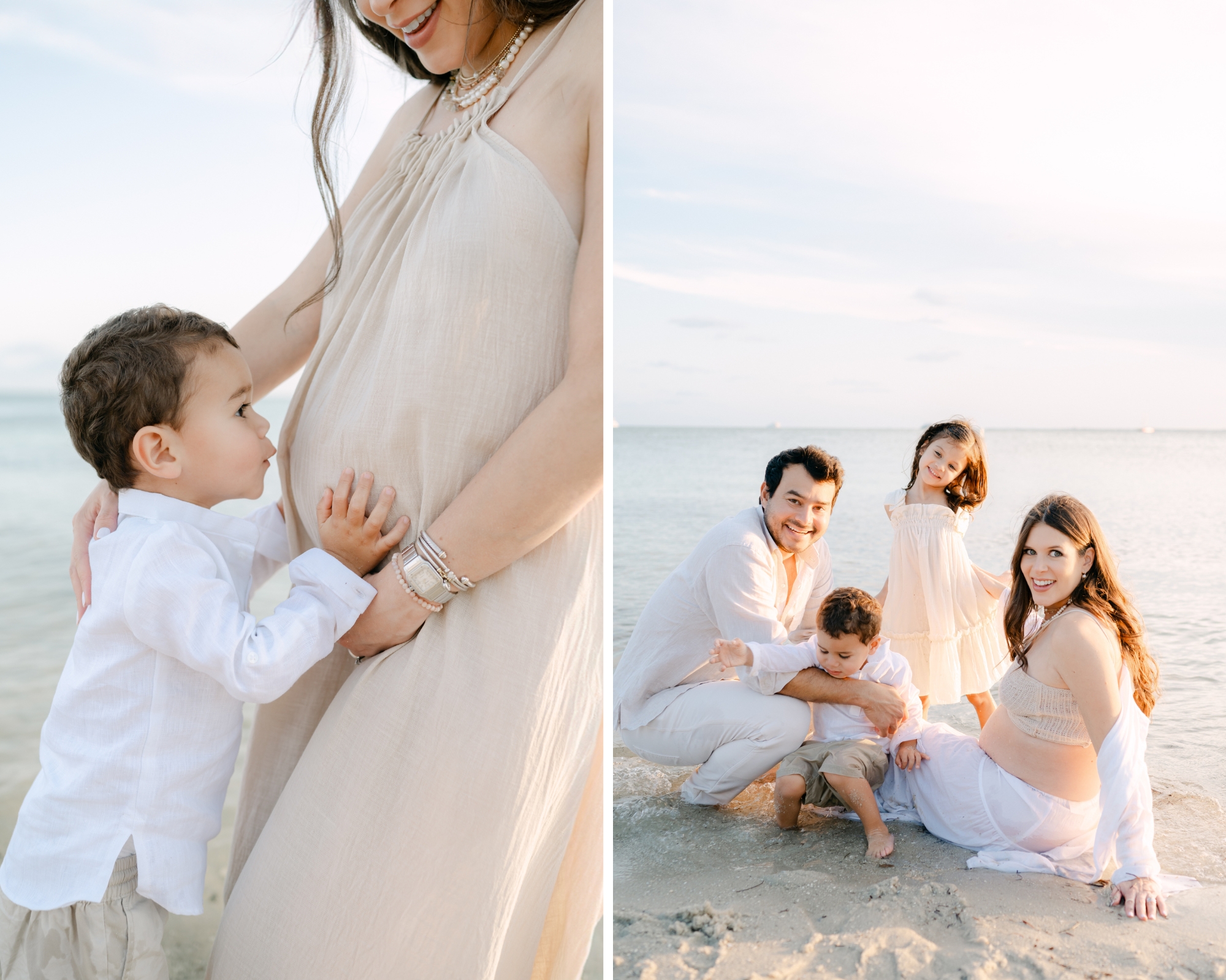 Miami Maternity Beach Photos with Siblings