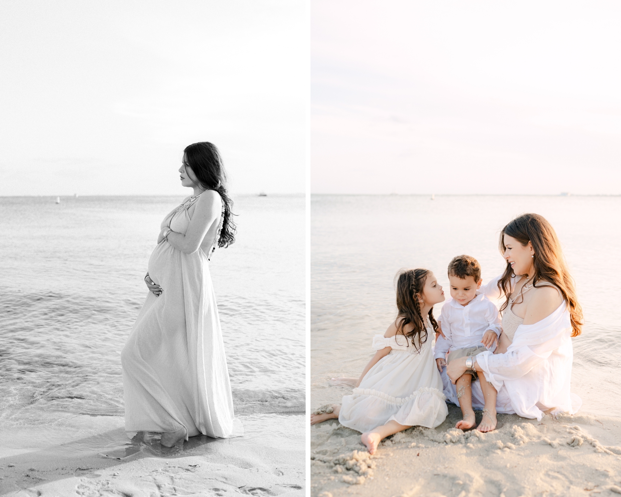 Miami Maternity Beach Photos with Siblings