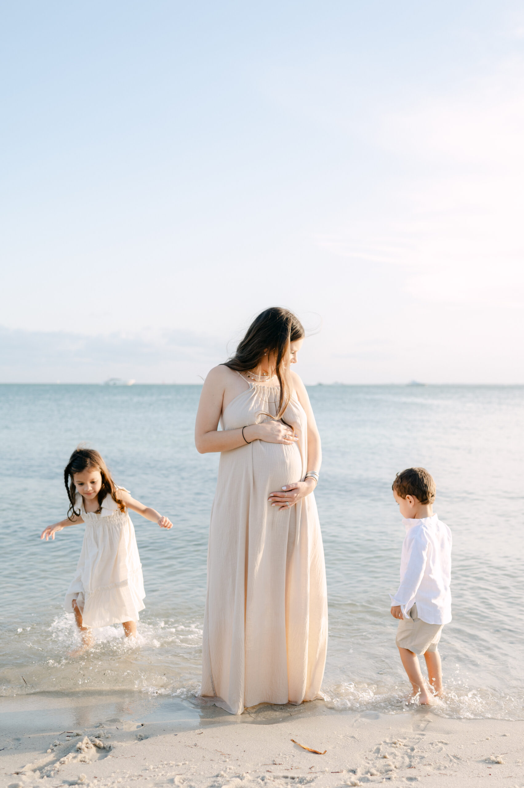 Miami Maternity Beach Photos with Siblings