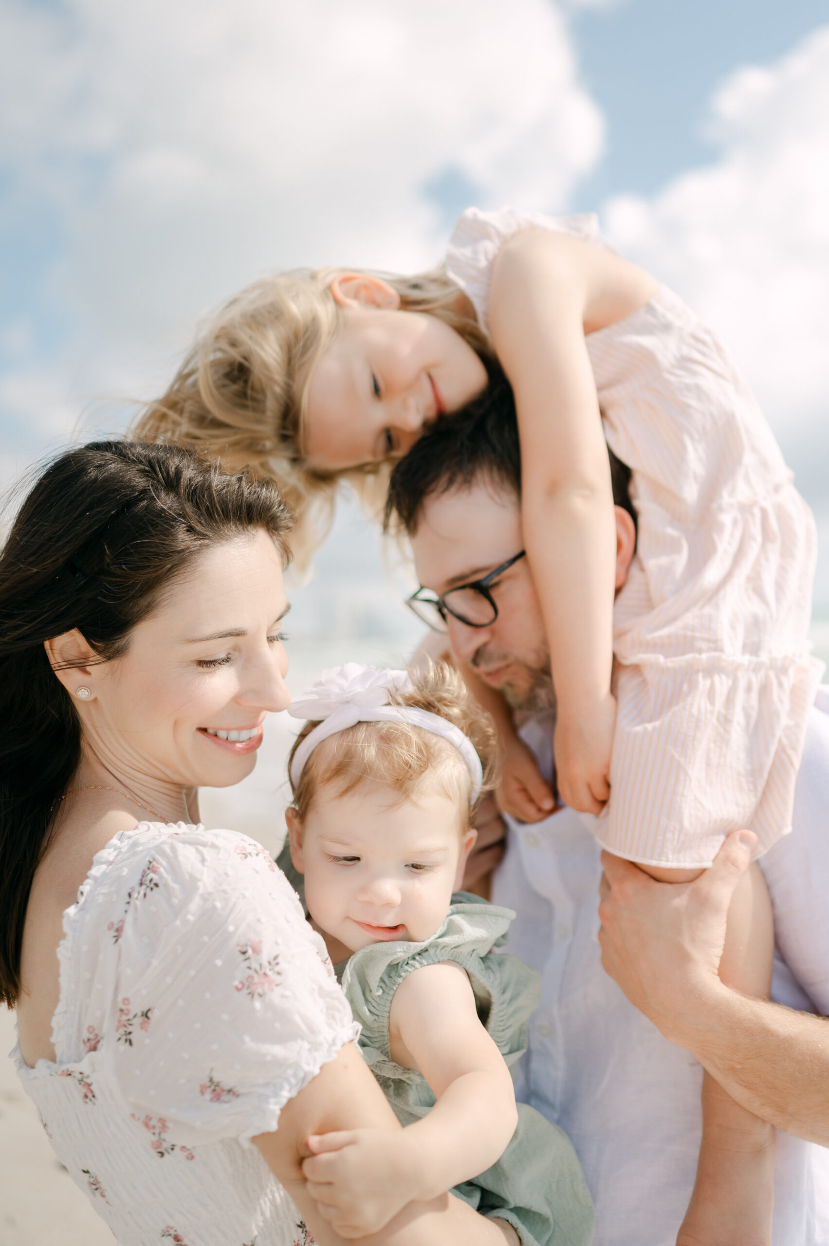 Kids on the shoulders for fun family photos