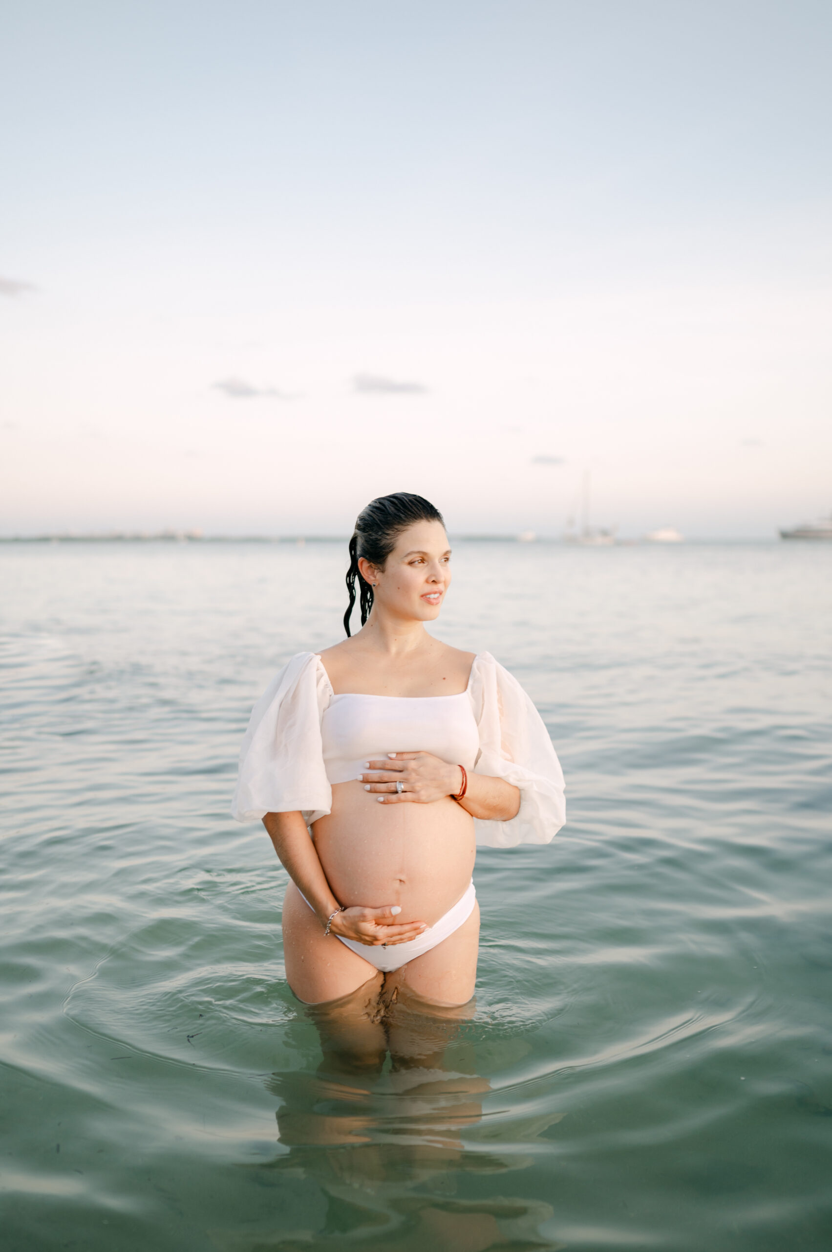 Miami maternity photos in the sea