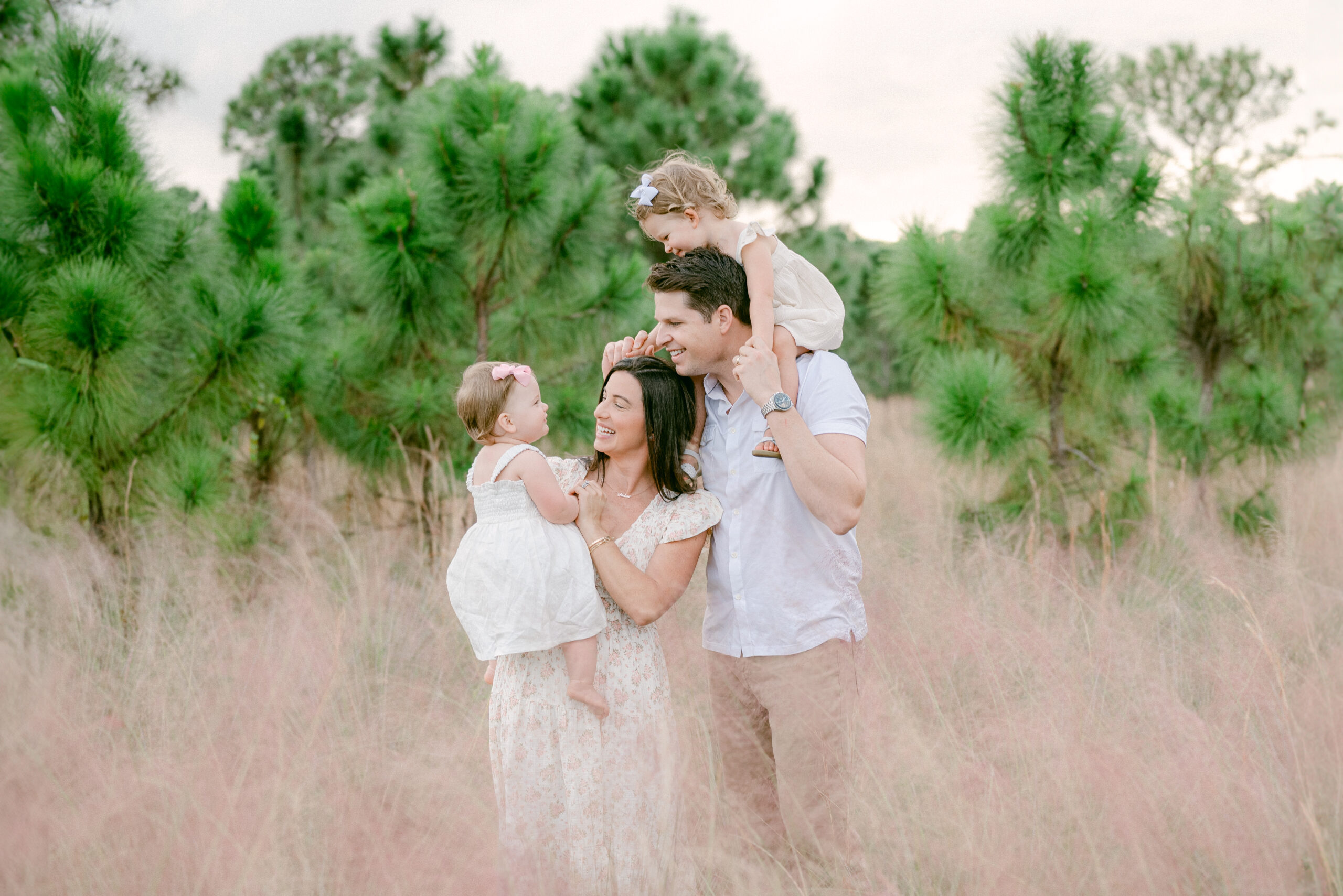 Family photos in pink park