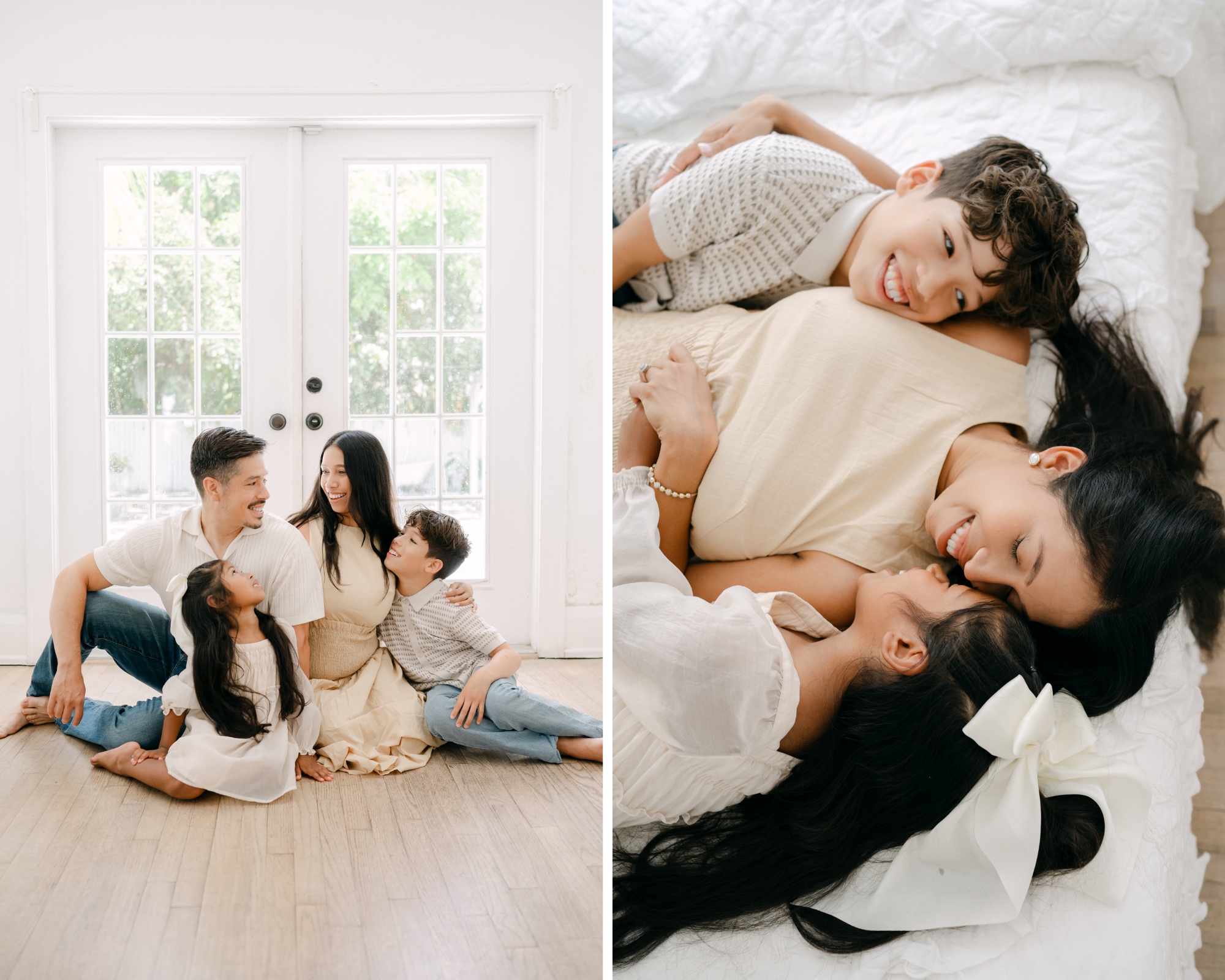 Family snuggling in Miami studio