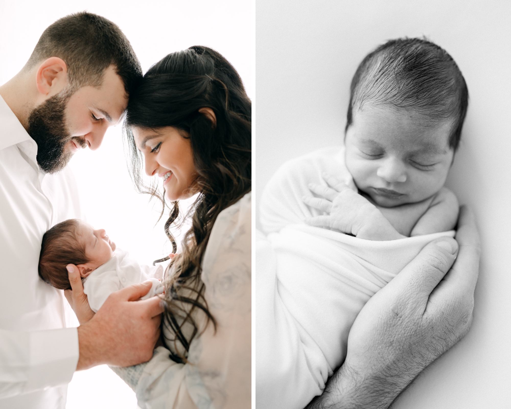 New parents with their newborn baby during their photoshoot