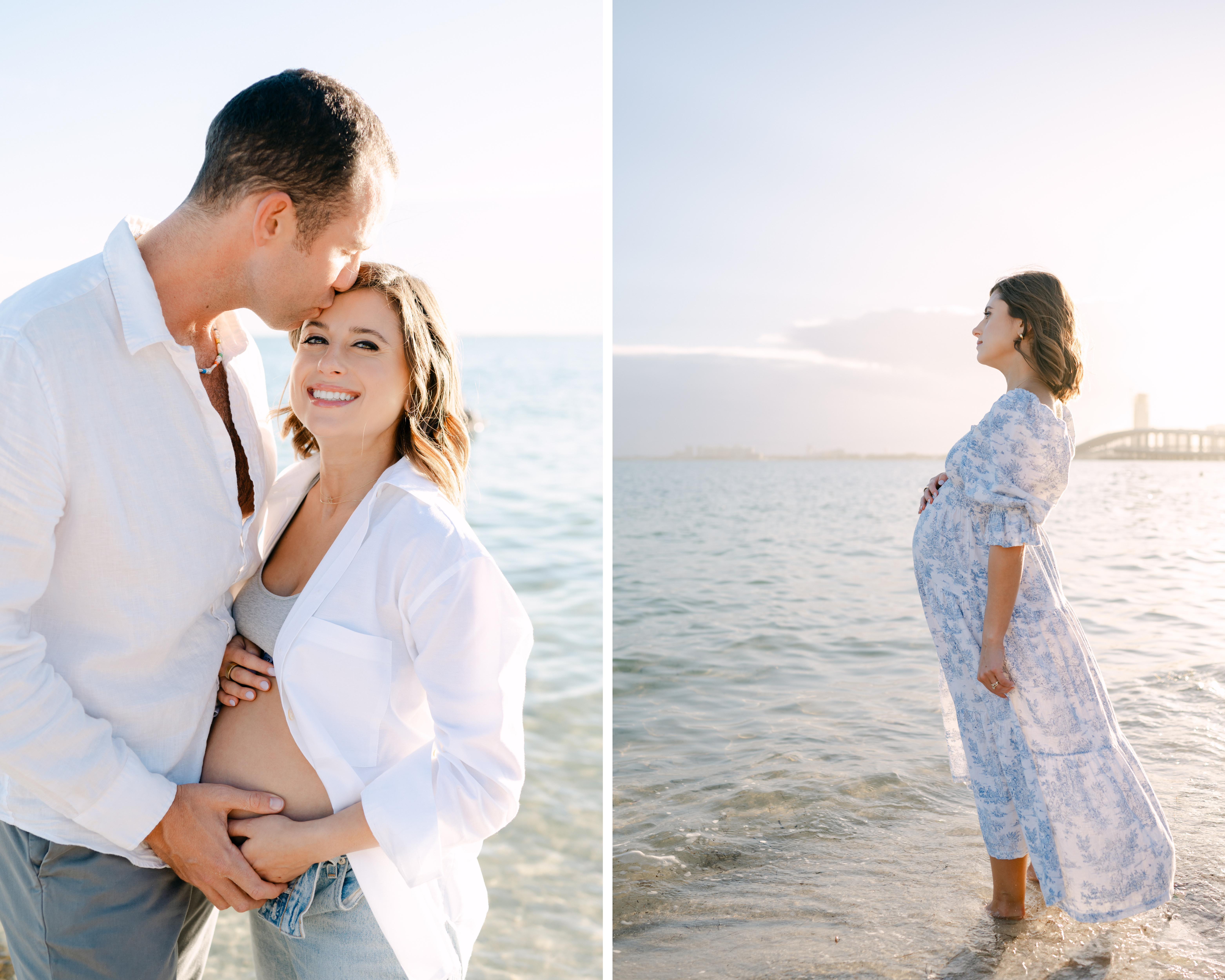 Miami Maternity photos at the beach during sunset