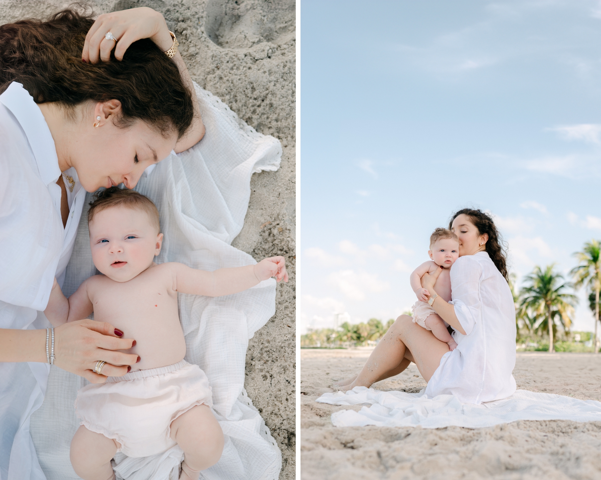 Mommy and baby moment at the beach