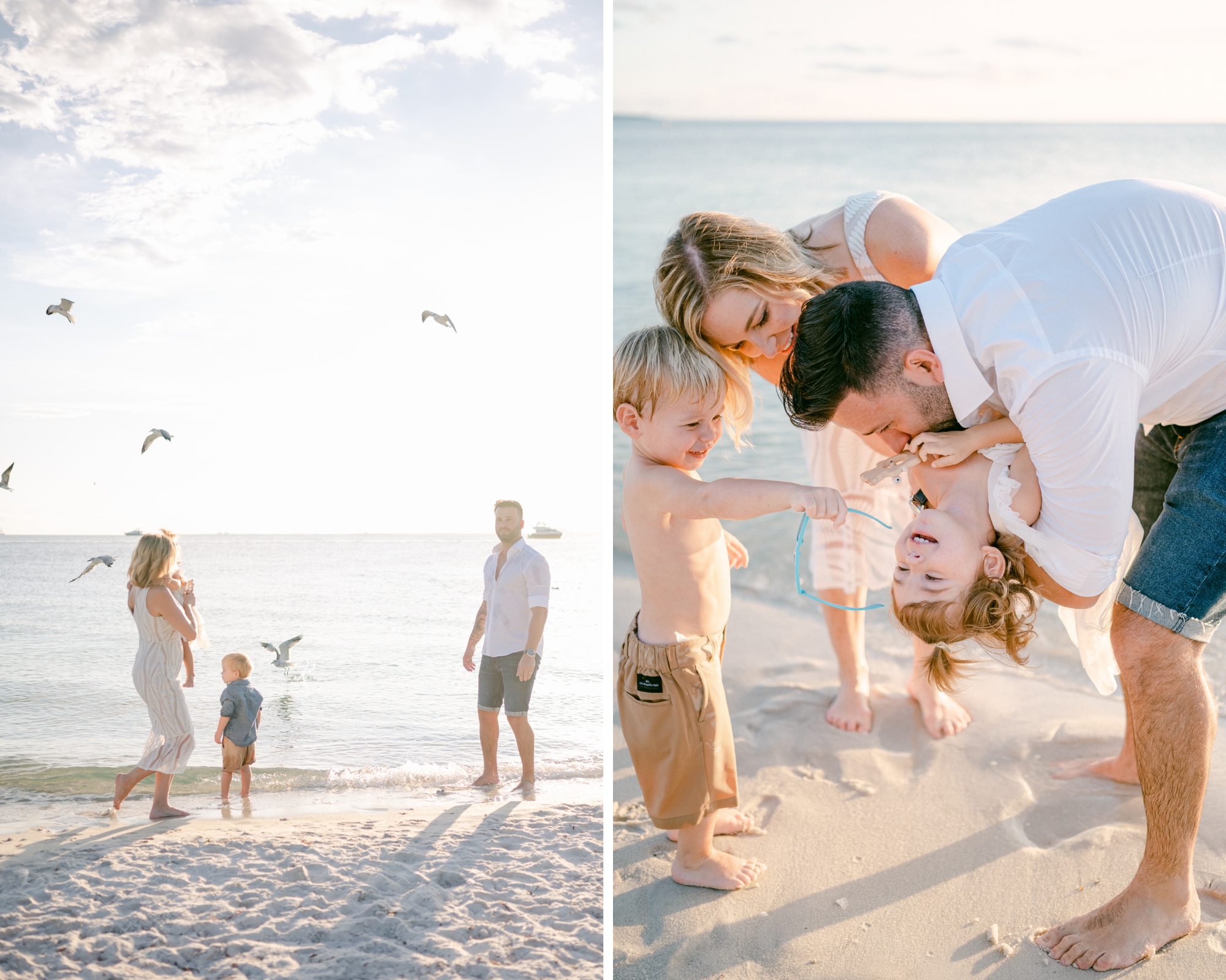 golden hour family photos at the beach in miami