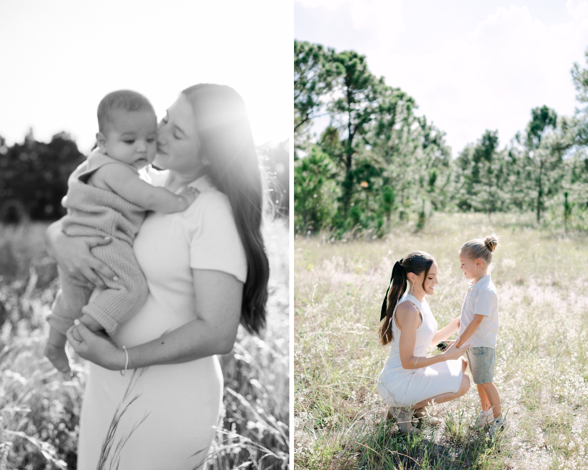 Mom and son in a field in Miami 