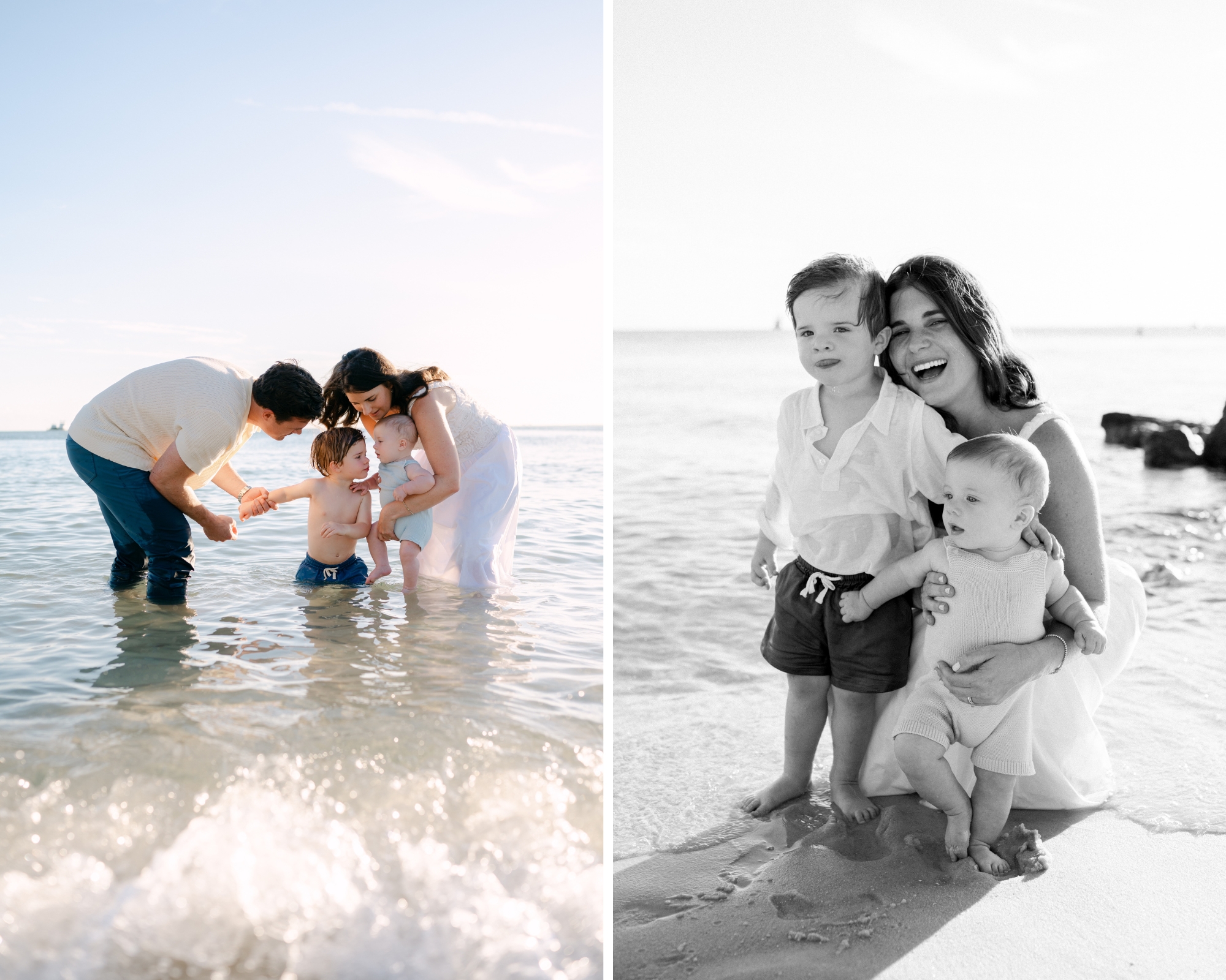 Family having fun in the water during Miami photoshoot