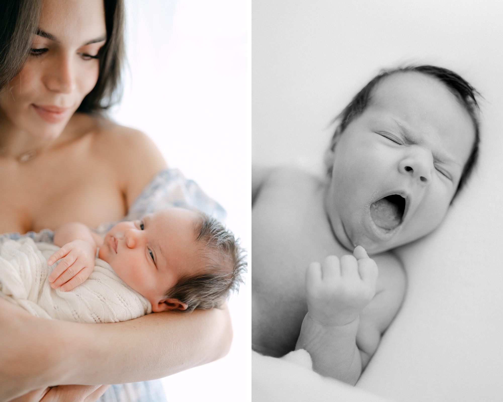 Baby yawning during newborn photoshoot