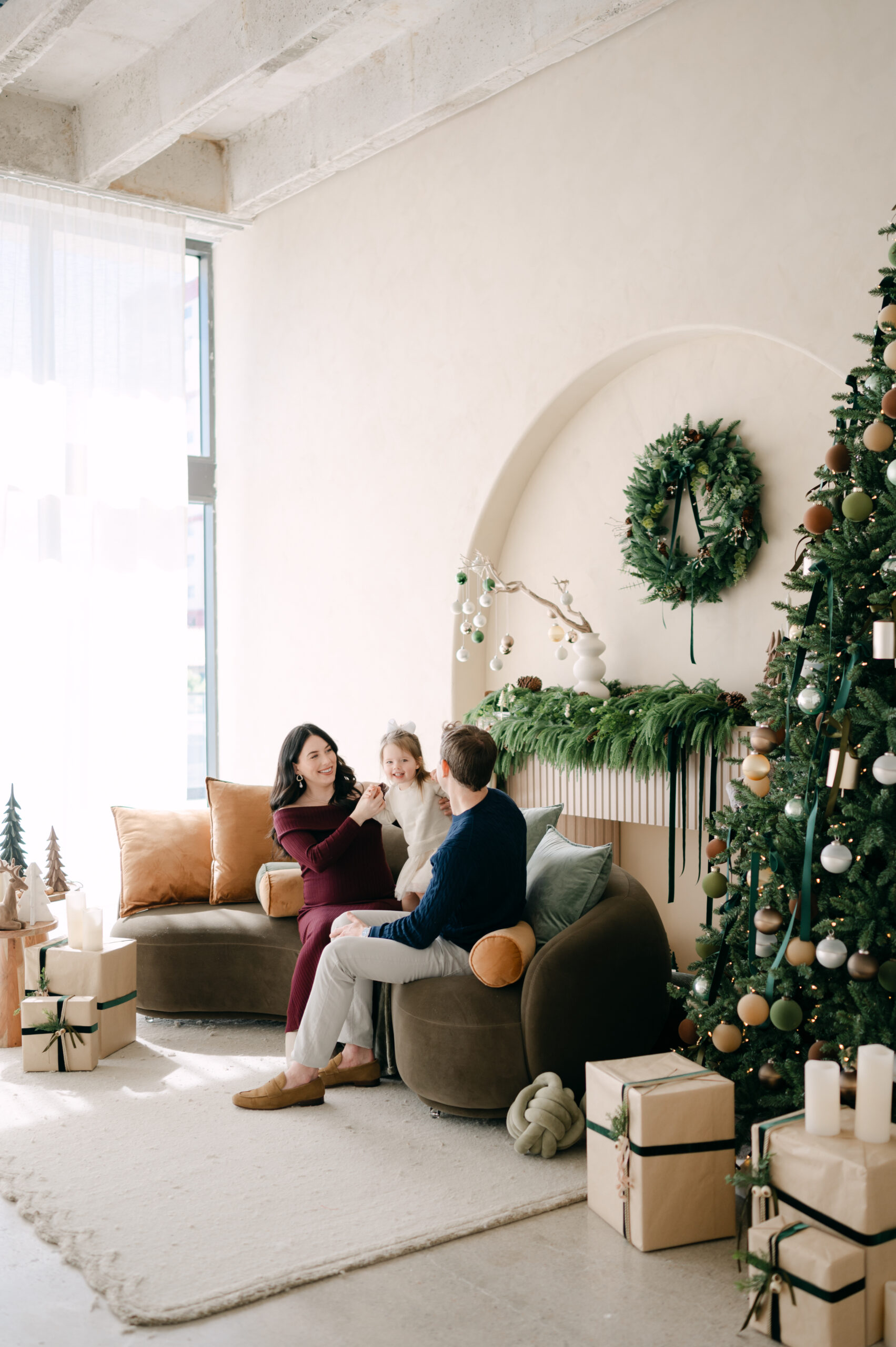 Happy Family around the Christmas tree in Miami