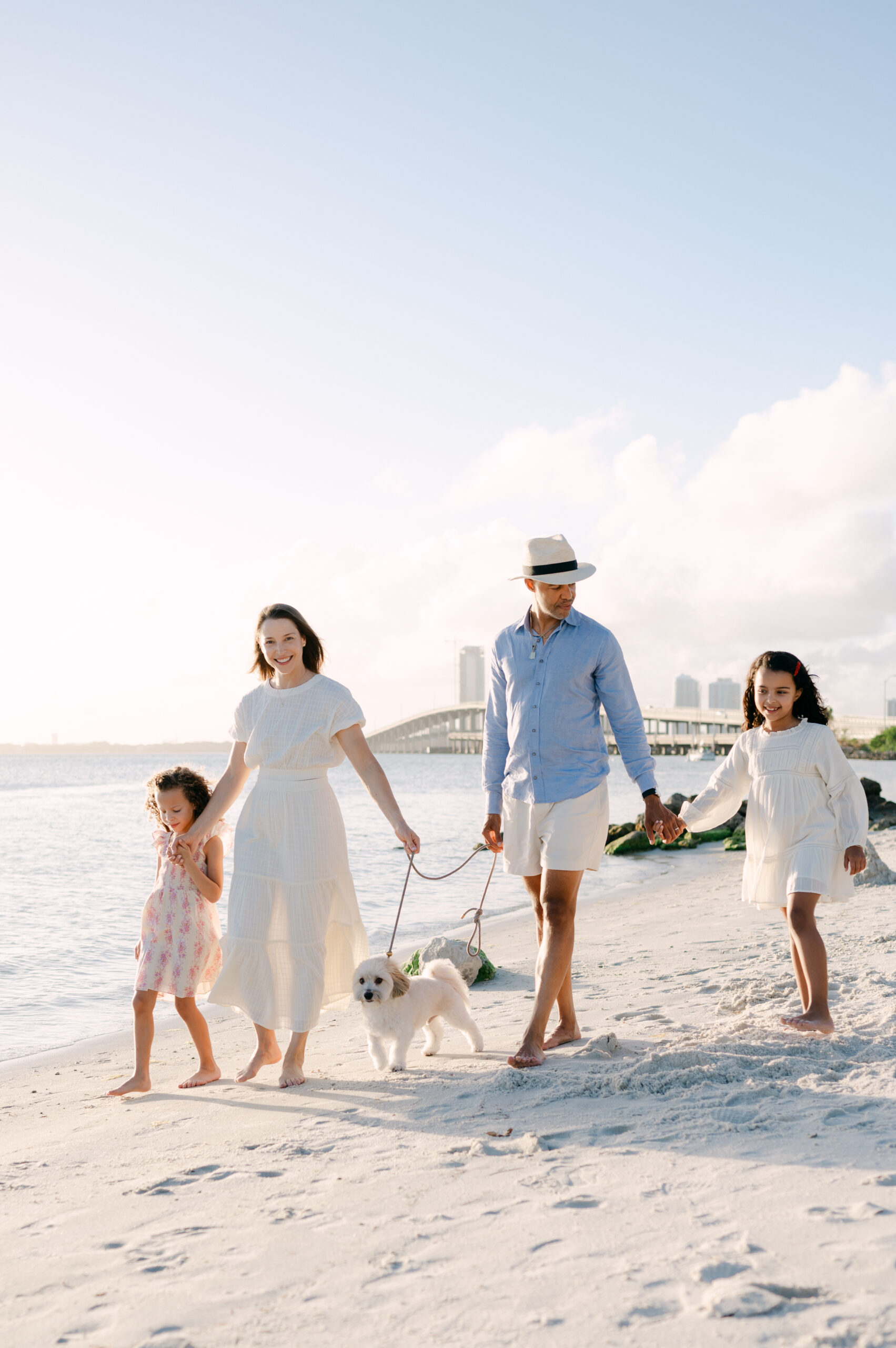 Walking family in Key Biscayne