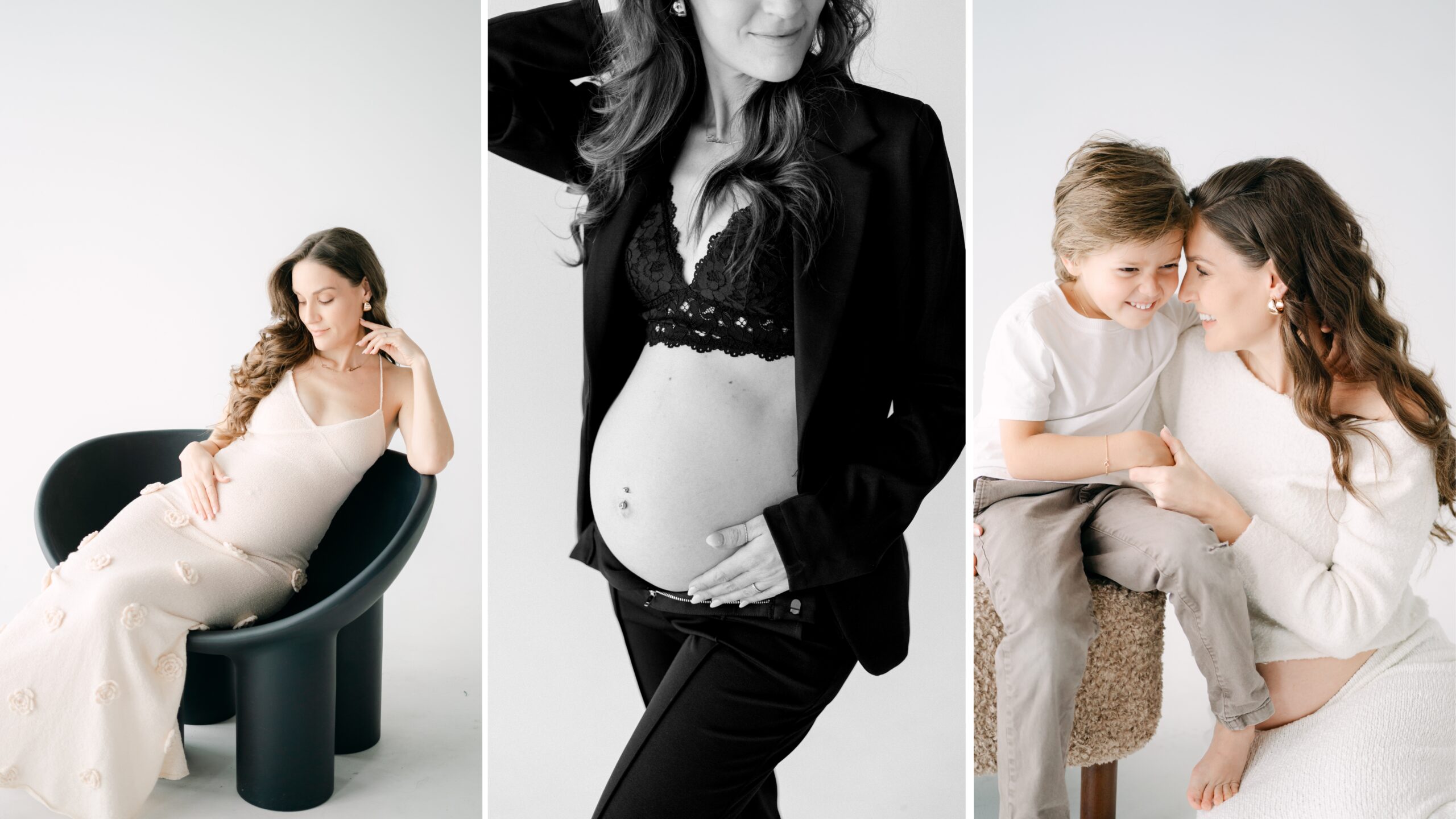 Cozy maternity photos in Miami studio