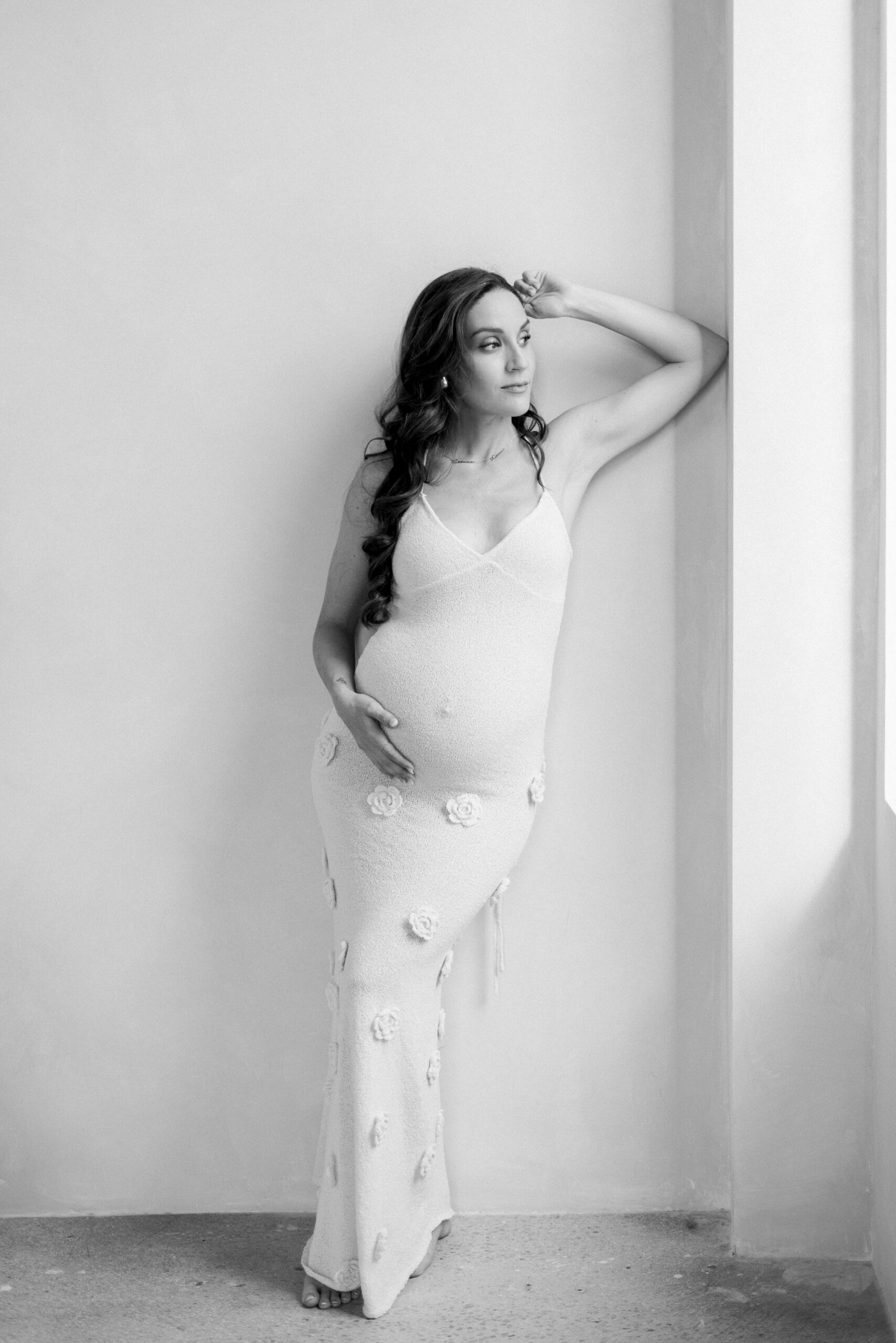 Black and white mom in studio