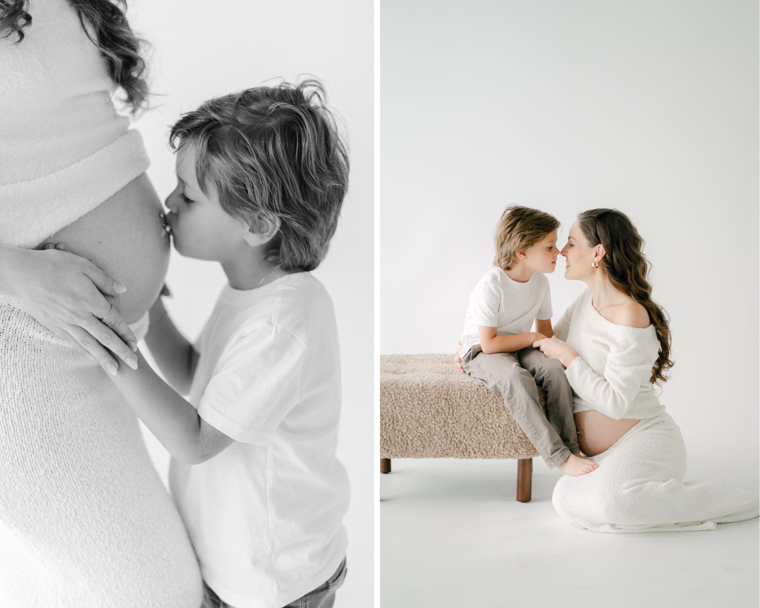 Cozy maternity photos in Miami studio