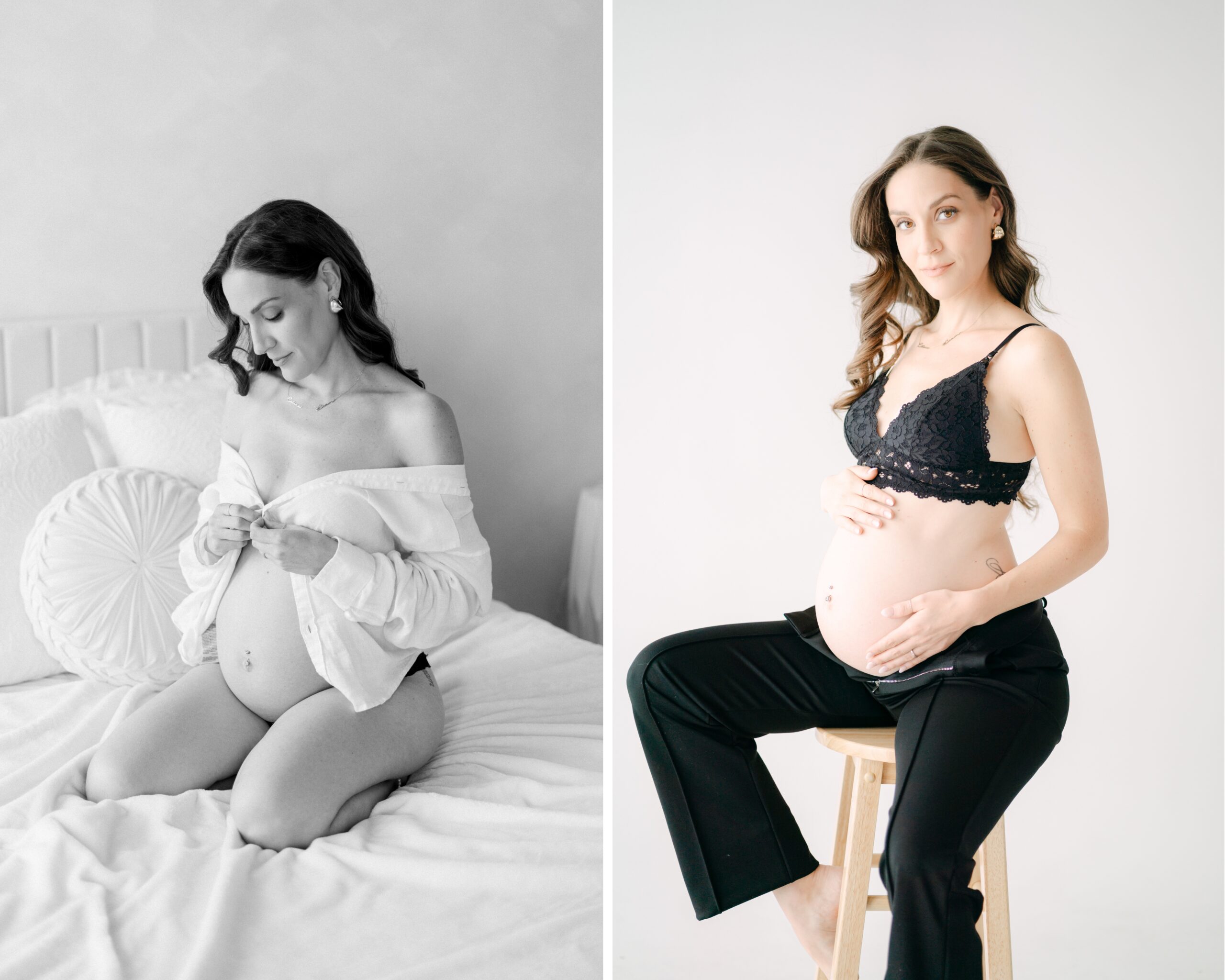 Cozy maternity photos in Miami studio