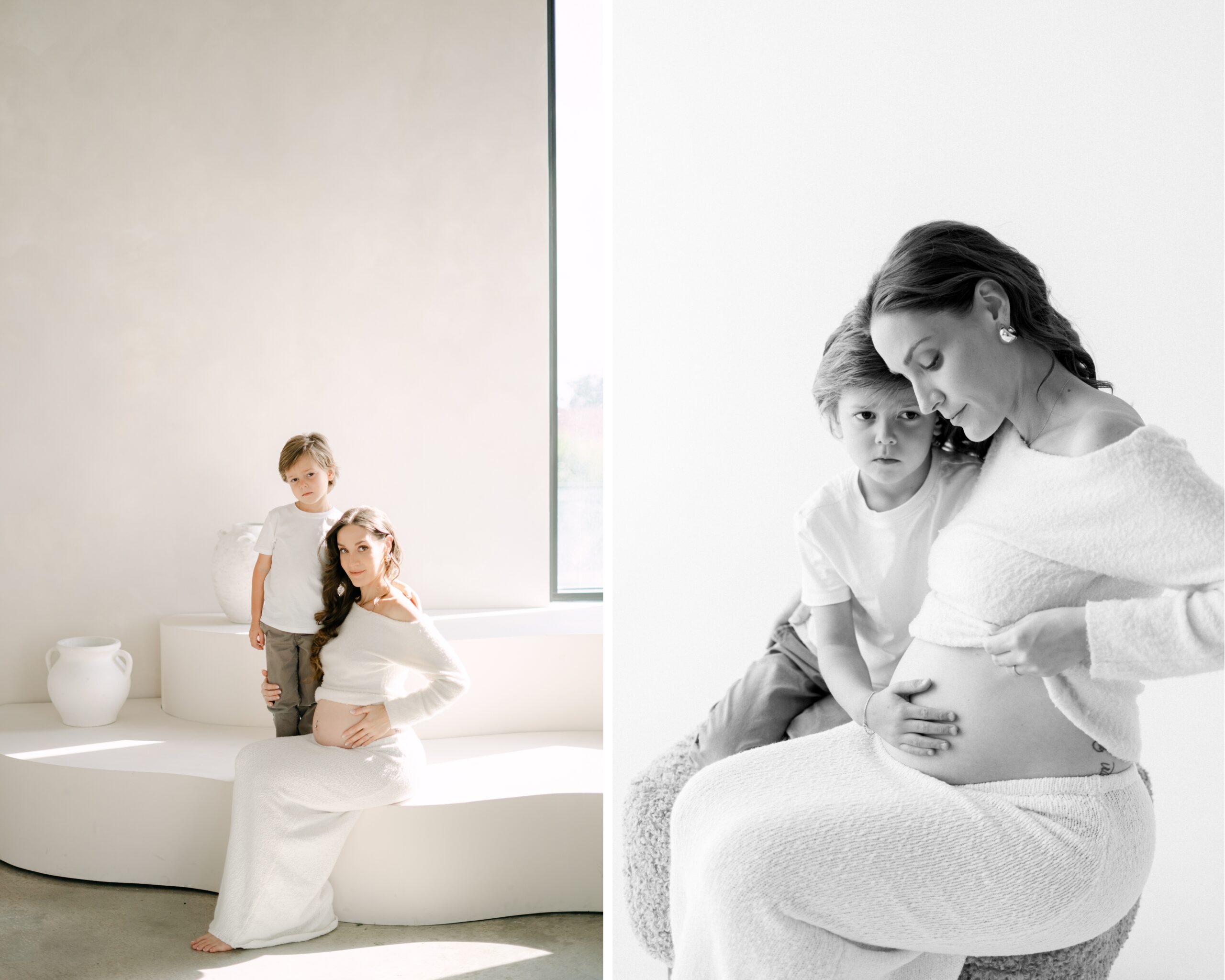 Cozy maternity photos in Miami studio