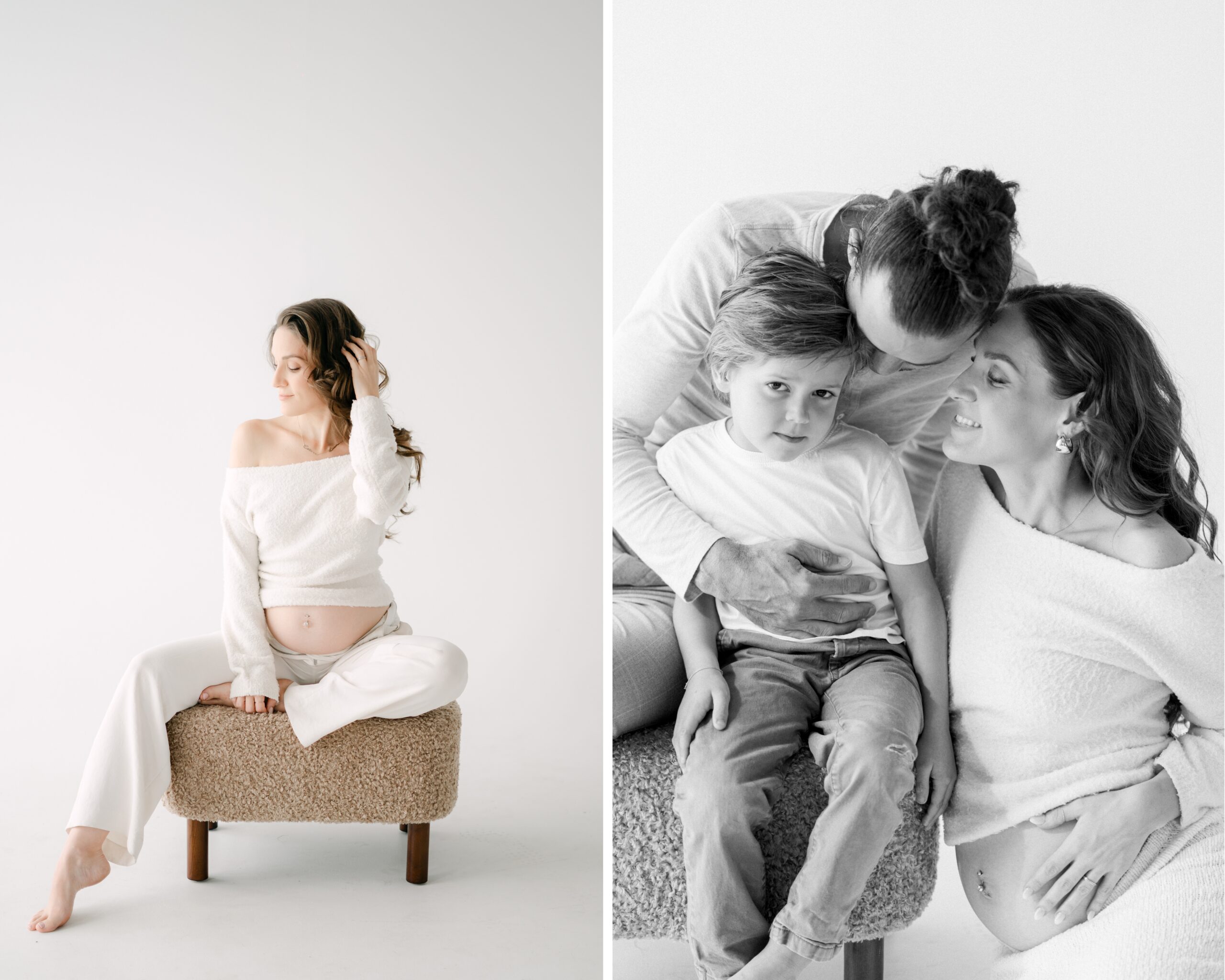Cozy maternity photos in Miami studio