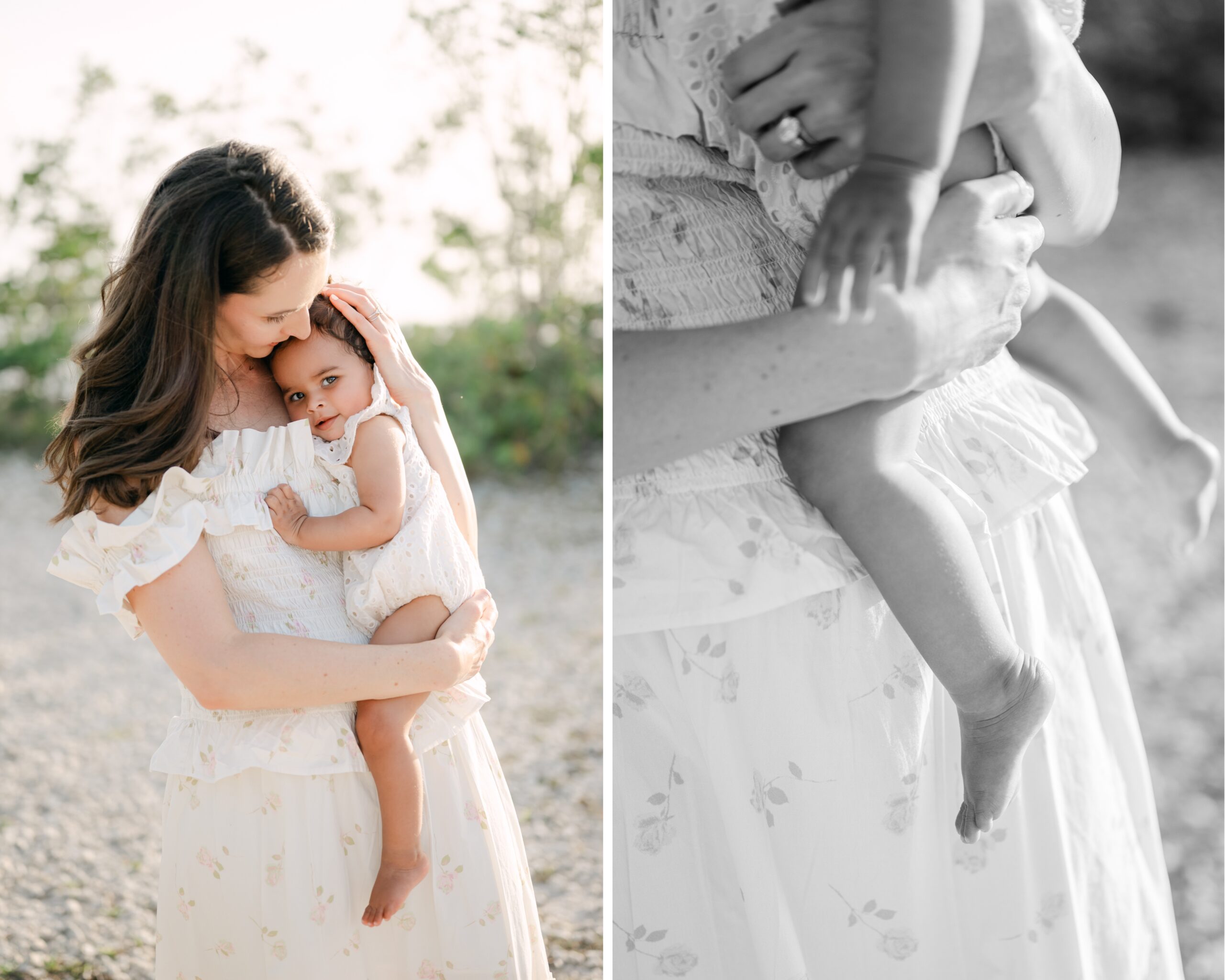 Mom hugging daughter during Miami photoshoot