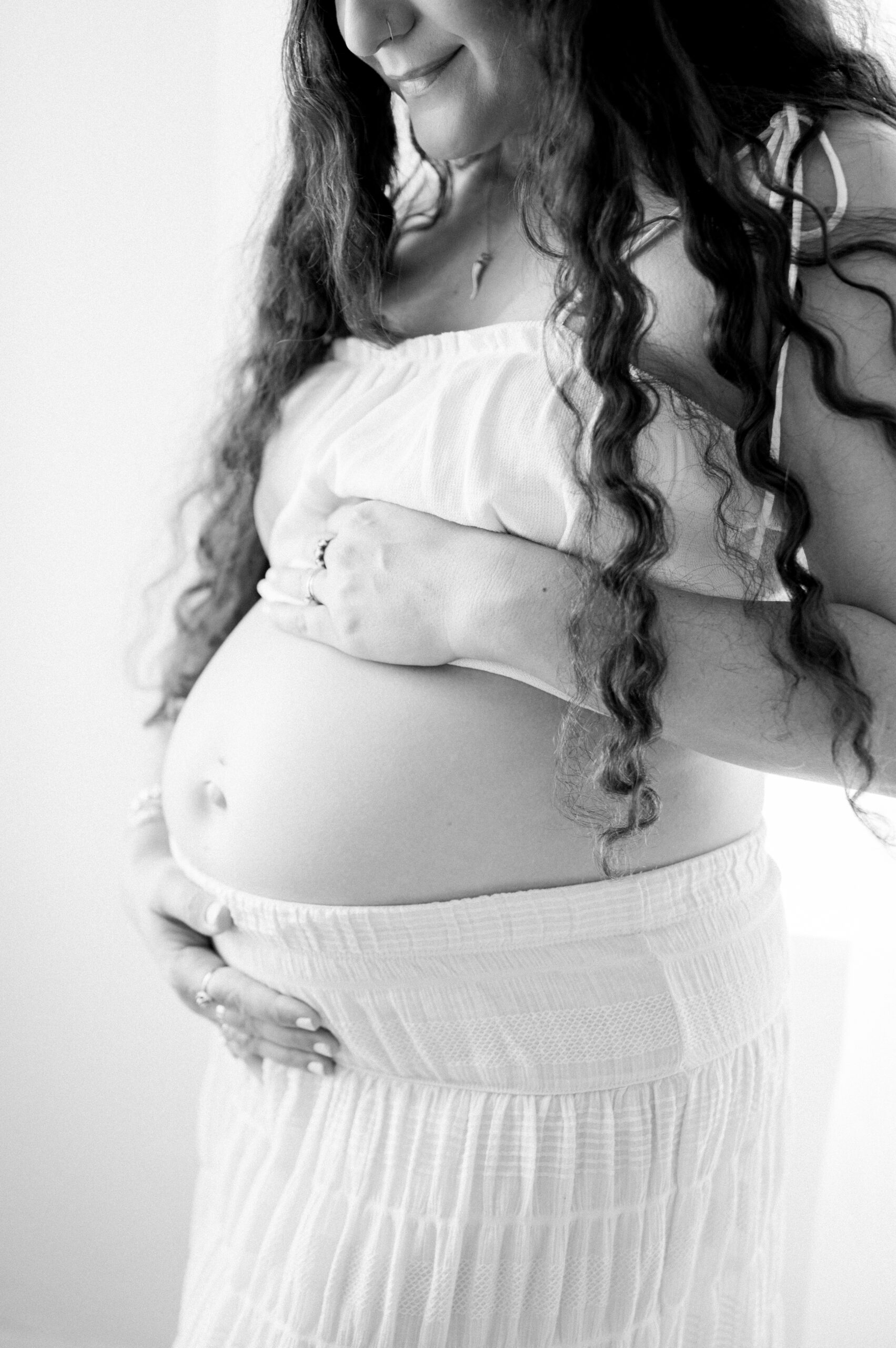 Pregnant woman black and white photography