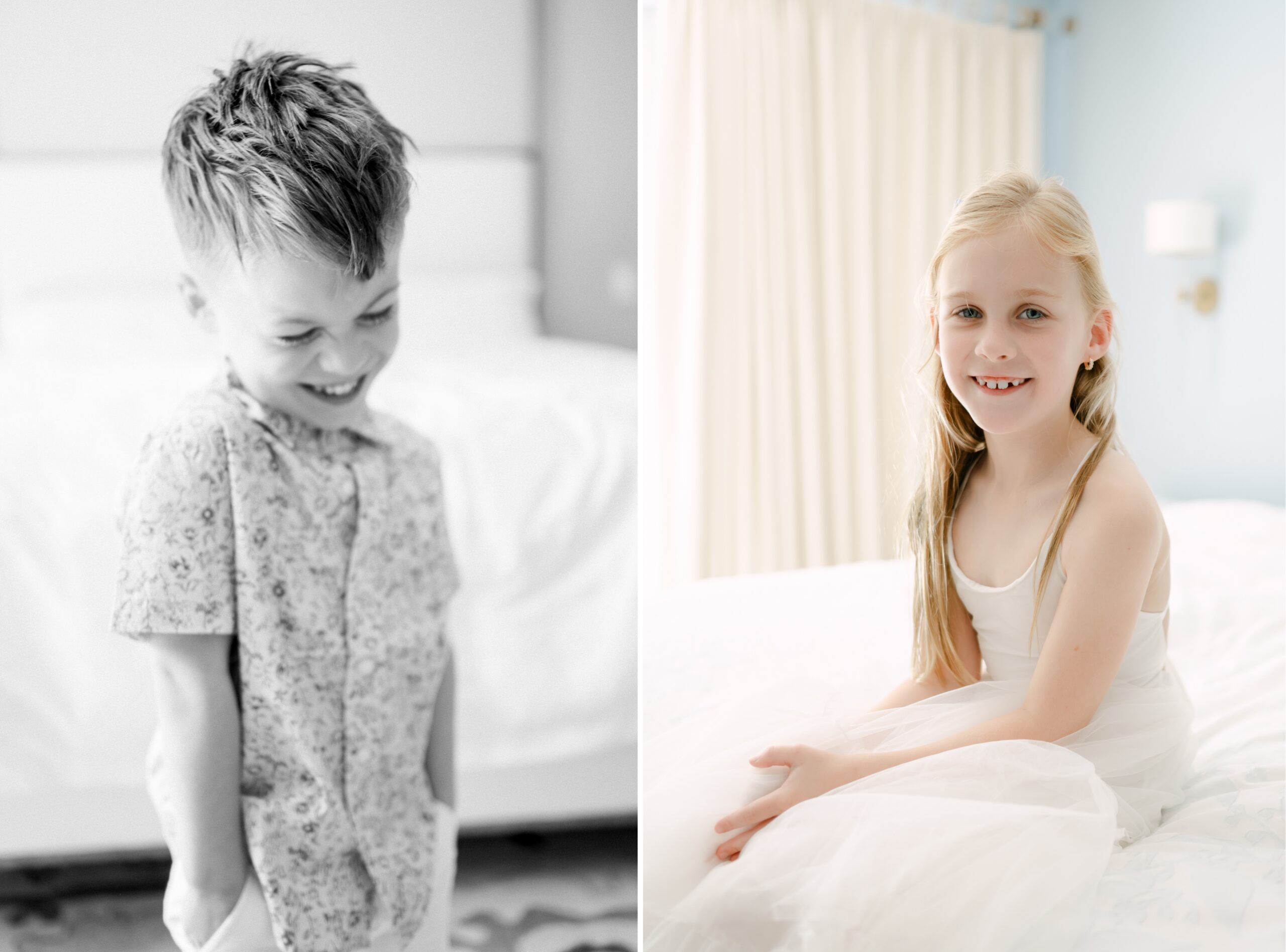 Siblings smiling during Miami newborn session