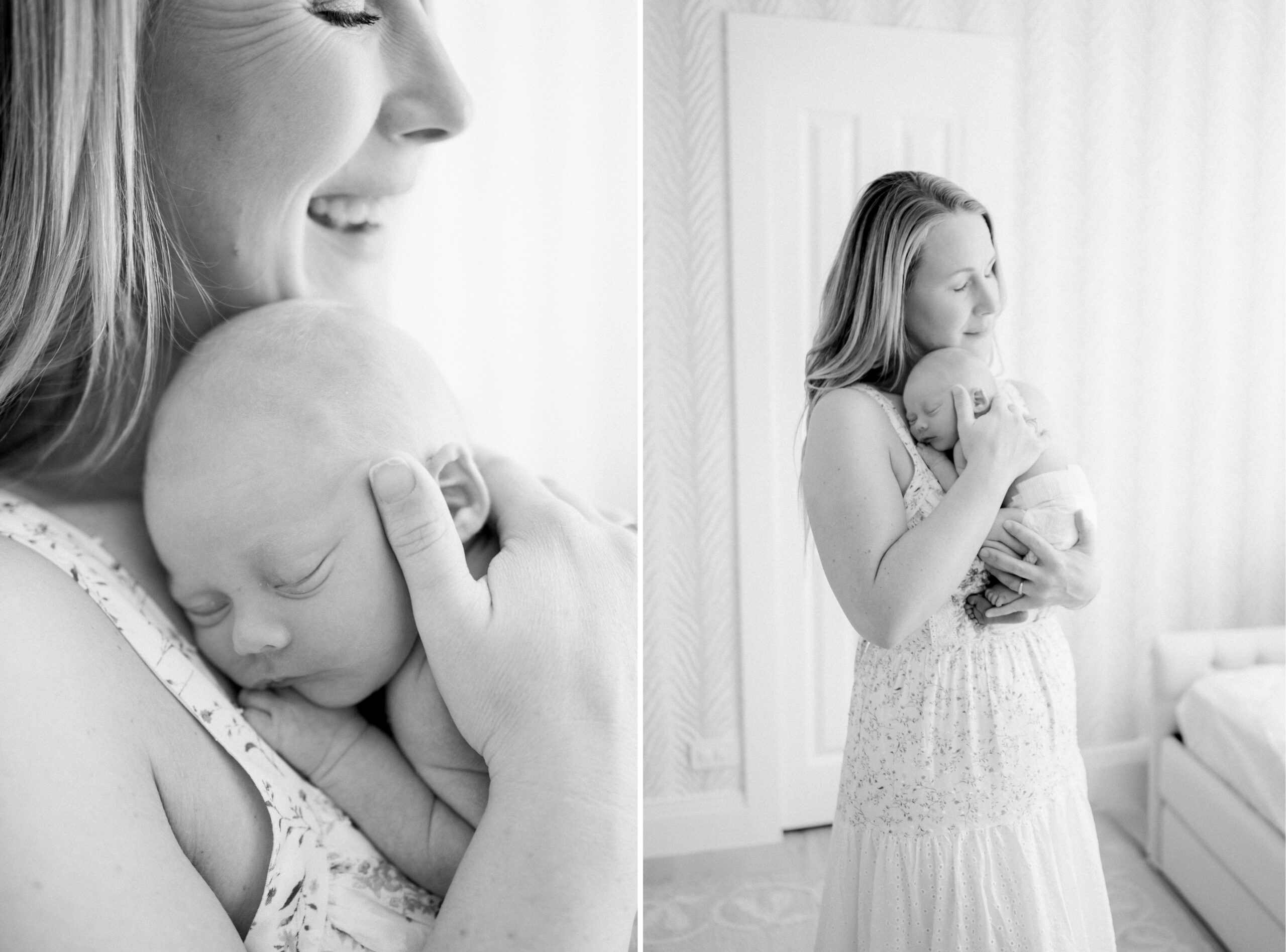 Mom and baby boy during newborn session Miami Beach 