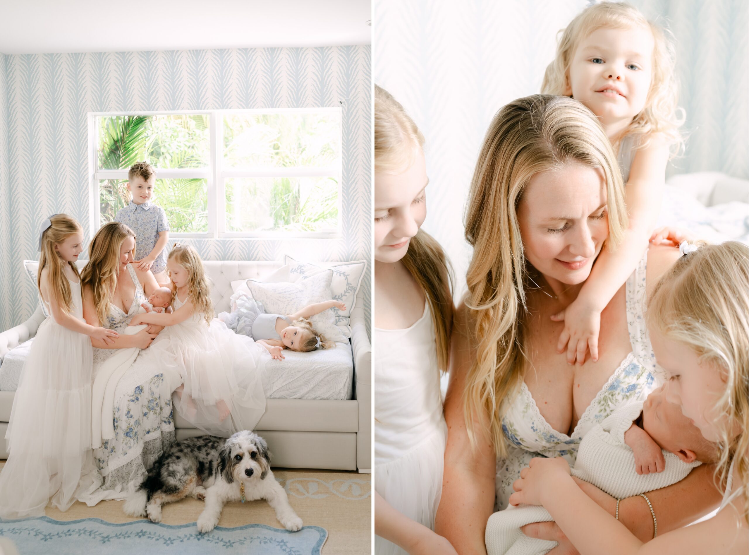 Mother and five children portrait natural light South Florida 