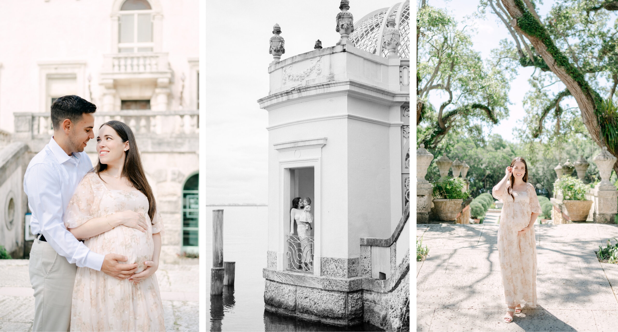 Pregnant woman at Vizcaya Museum and Gardens Miami maternity photographer