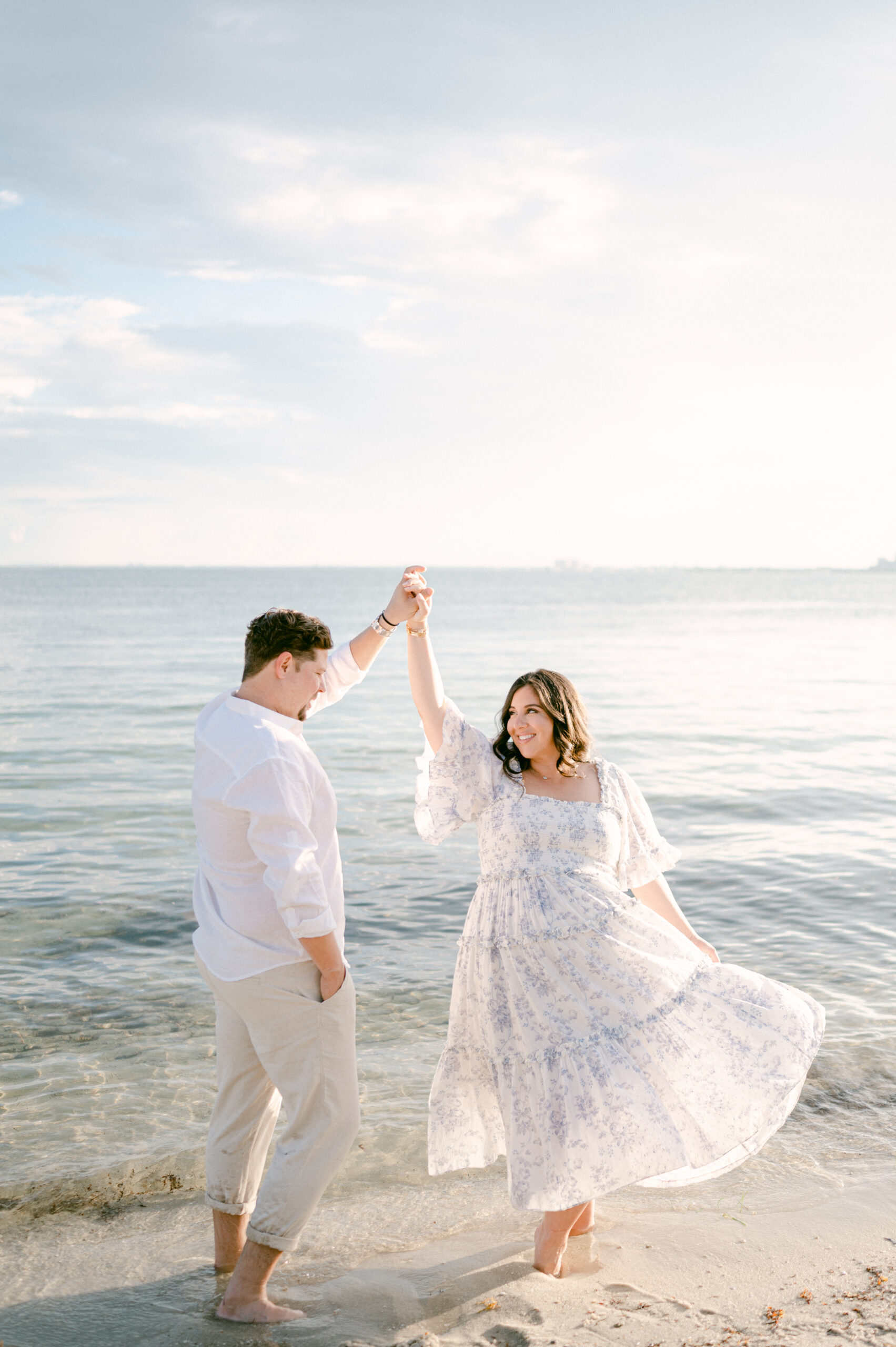Pregnant woman at sunset on Key Biscayne beach Miami maternity photographer
